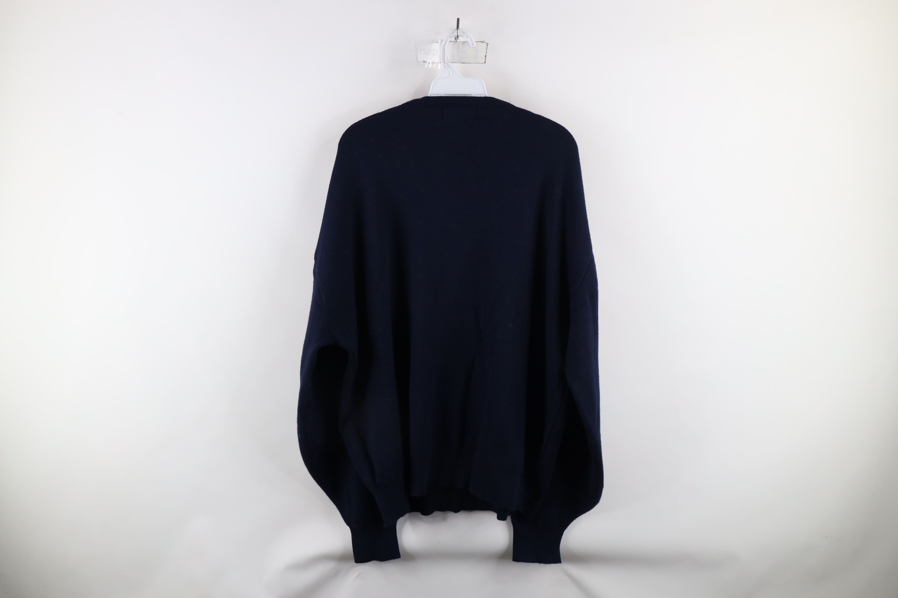 Vintage Vintage 90s Streetwear Knit V-Neck Sweater Navy Blue USA Size US XXL / EU 58 / 5 - 6 Thumbnail