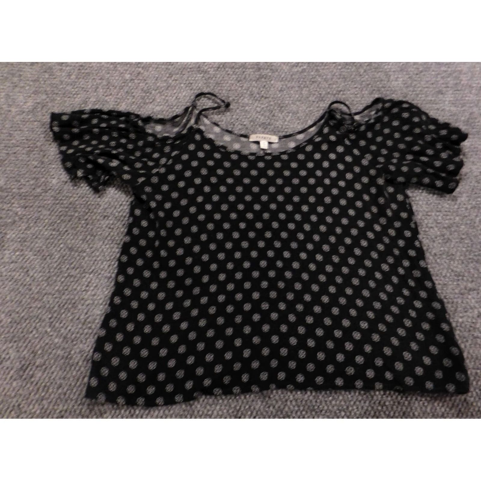 Vintage Papaya Blouse Womens Medium black floral Round Neck Long Sleeve Pullover Stretch Casual Regular Satin-like Rayon Polyester Cap Sleeve Classic Basic Size M / US 6-8 / IT 42-44 - 2 Thumbnail