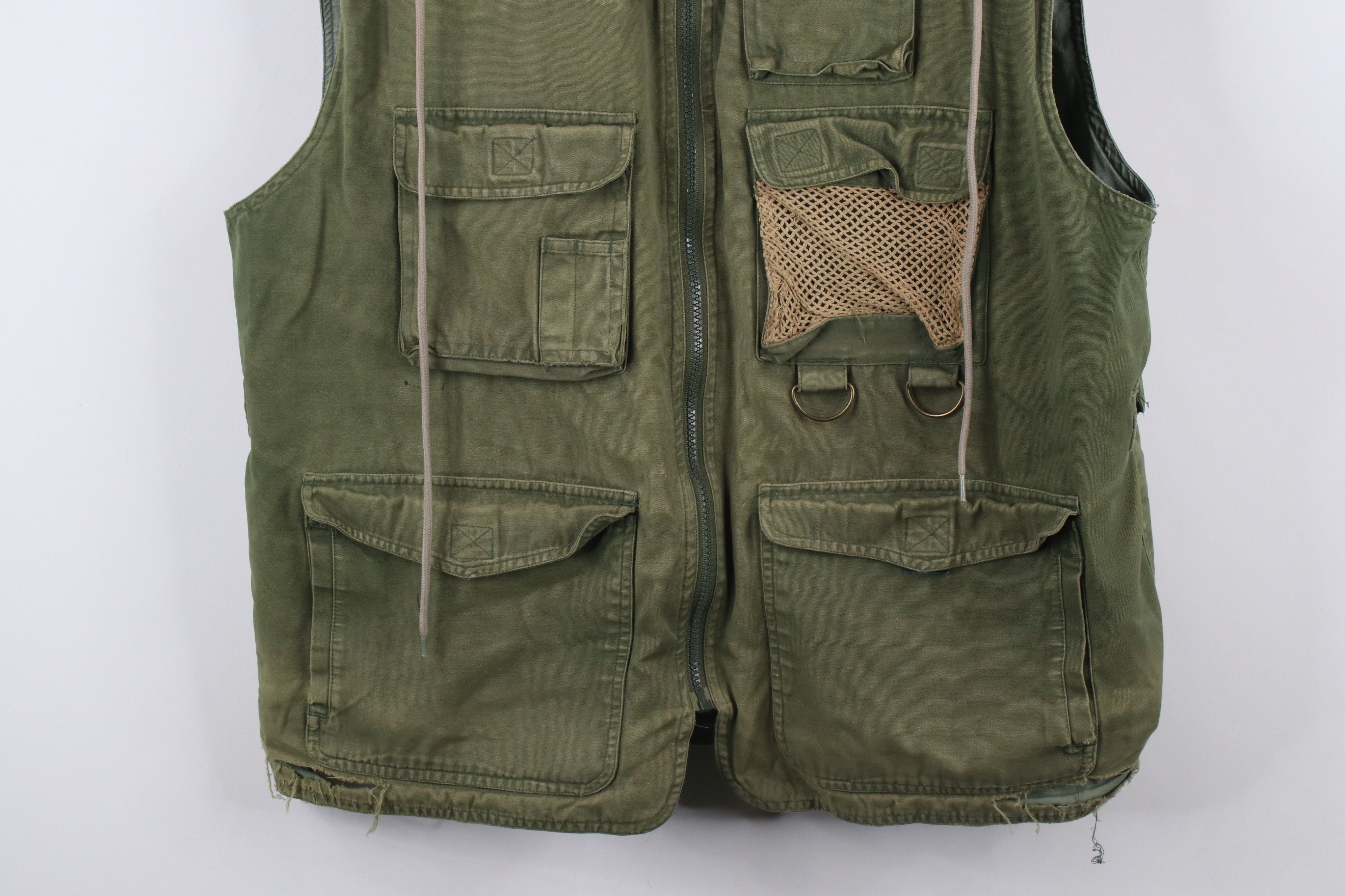 Vintage 90s Streetwear Tactical Hooded Vest Jacket Green