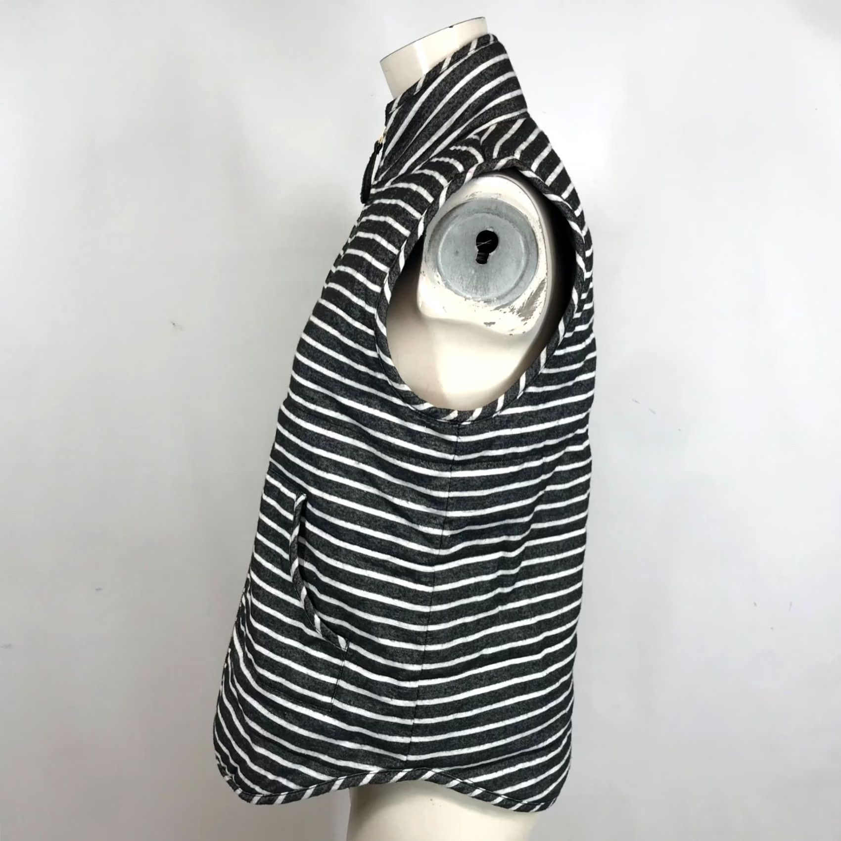 Vintage WOMENS SMALL MUD PIE BLACK WHITE STRIPED FULL ZIP VEST Size S / US 4 / IT 40 - 4 Thumbnail