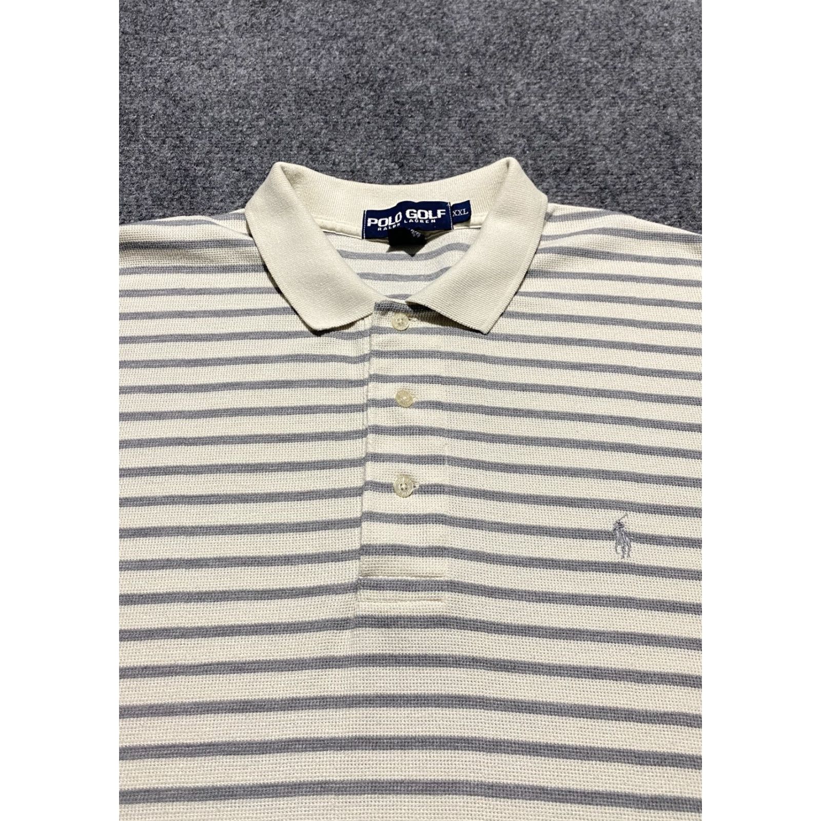 Polo Ralph Lauren Polo Ralph Lauren Polo Shirt Mens 2XL White Gray Striped Classic Casual Polo Golf Shirt Mens 2XL White Gray Striped Casual Size US XXL / EU 58 / 5 - 2 Thumbnail