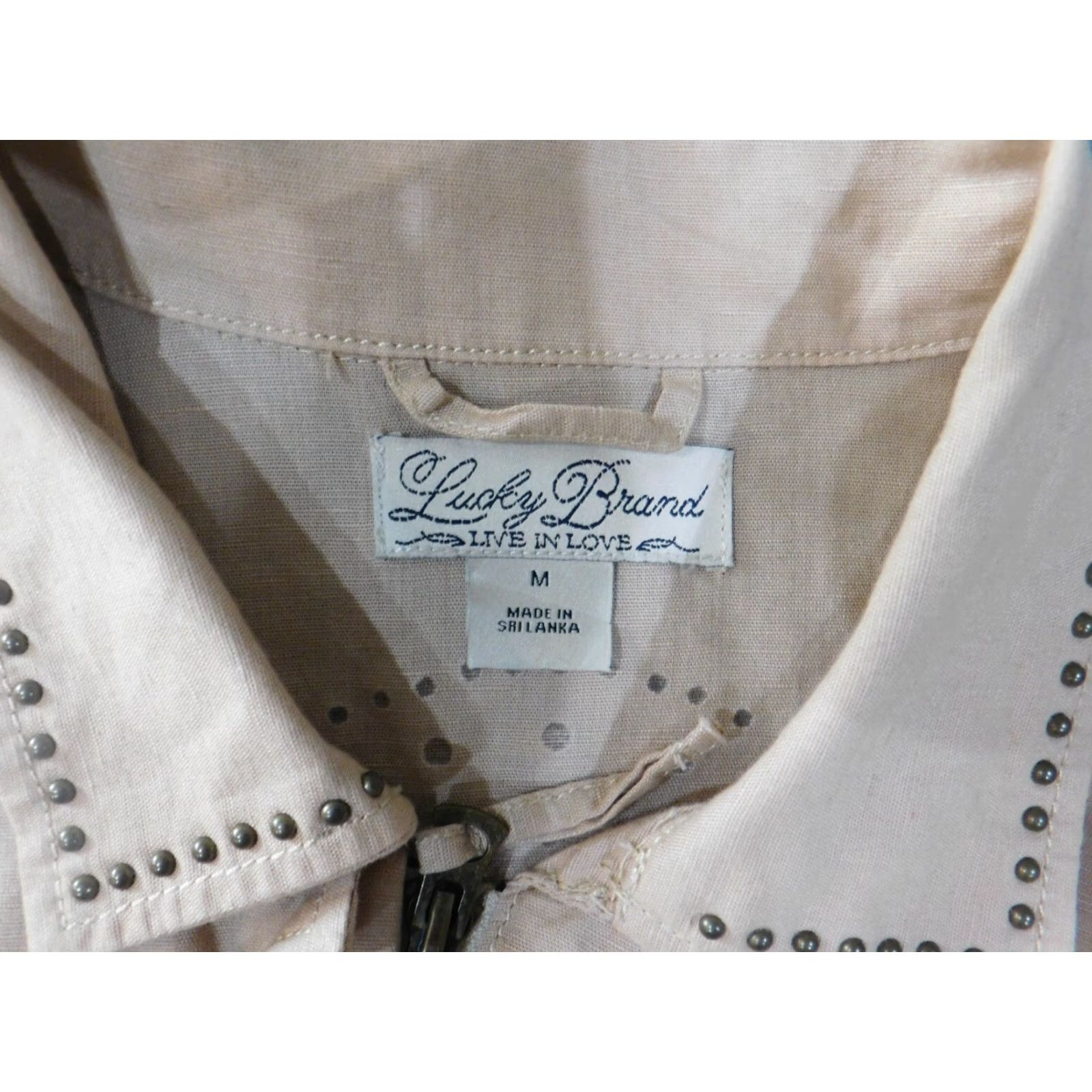 Lucky Brand Lucky Brand Jacket Womens M Beige Linen Blend Zip Casual Size M / US 6-8 / IT 42-44 - 6 Thumbnail