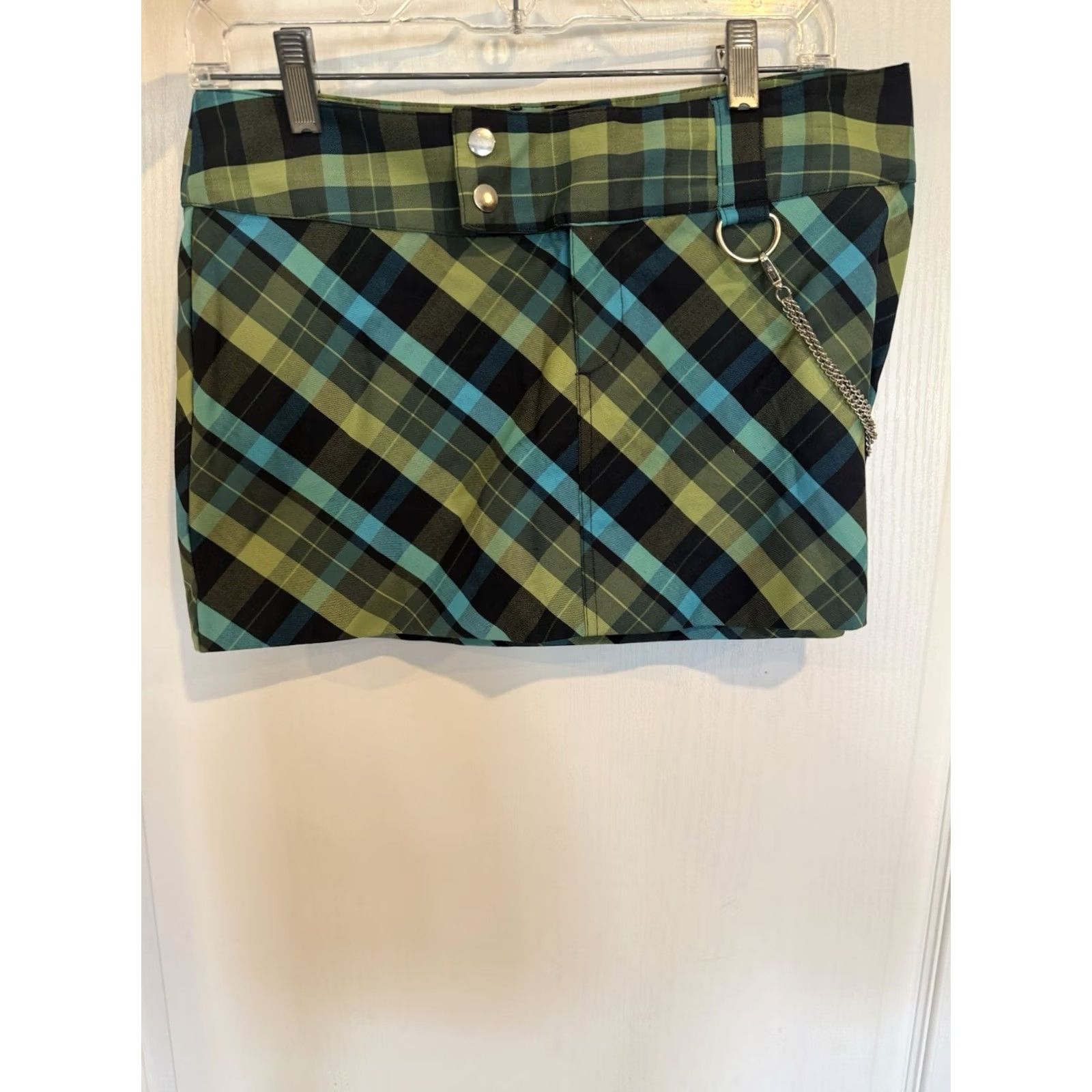 Vintage VINTAGE Wet-seal Skirt Mini Women Juniors 5 Green Plaid Grunge Punk, Chain, Short SZ 5, Wet-seal, Y2K Size 27" / US 4 / IT 40 - 2 Thumbnail
