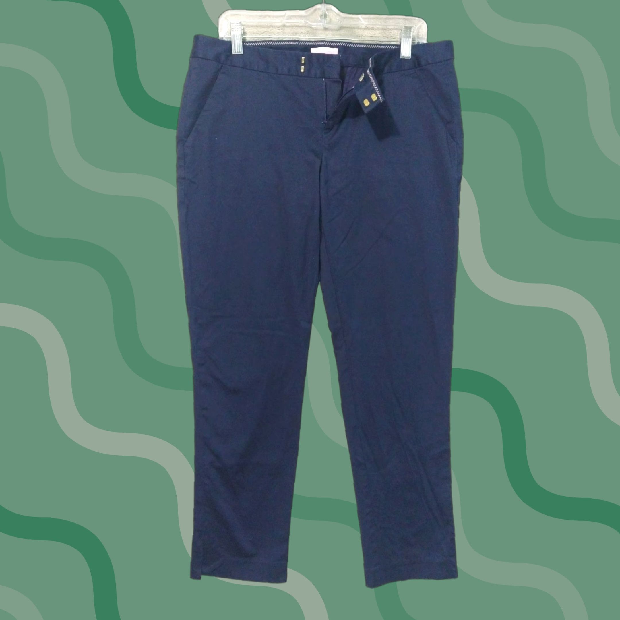 Lilly Pulitzer Lilly Pulitzer Pants Womens 12 Navy Blue Chino Mid Rise Trouser Cotton Preppy Size 34" / US 12 / IT 48 - 1 Thumbnail