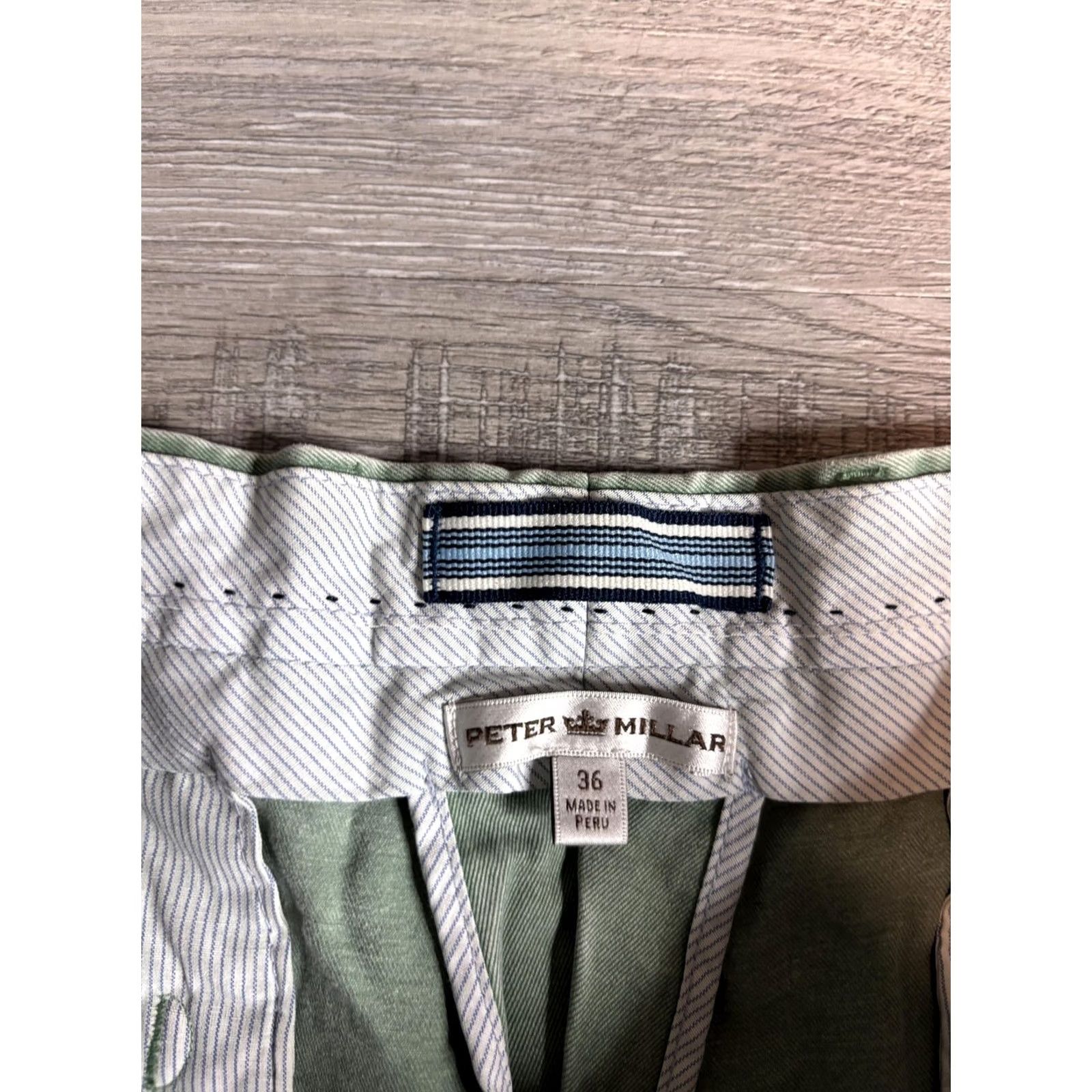 Peter Millar Peter Millar Shorts Mens 36 Green Canvas Chino Casual Flat Front Pockets Summer Mens 36 Green Canvas Chino Shorts Size US 36 / EU 52 - 3 Thumbnail