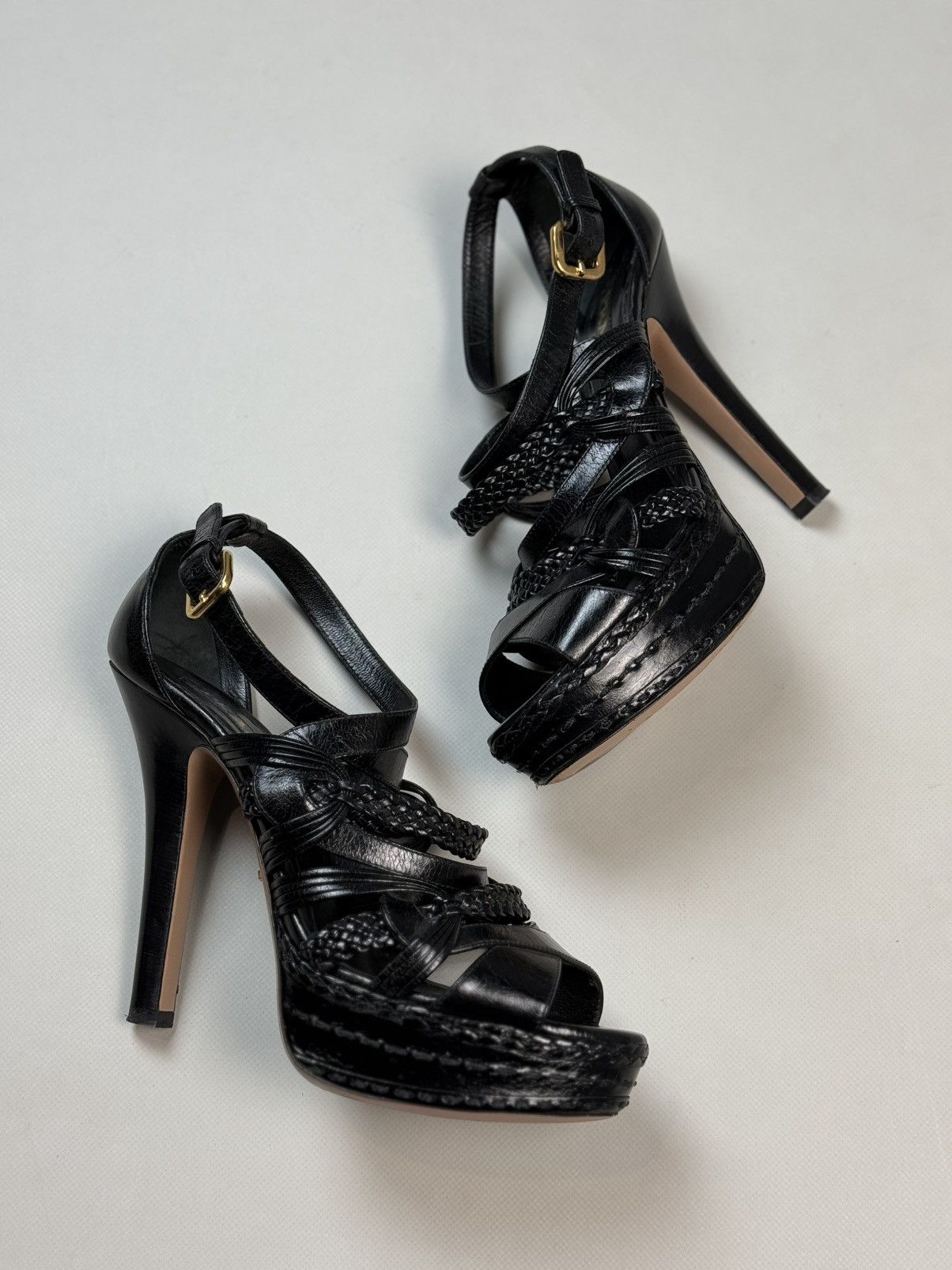 Prada Prada Ladies Black Leather Strappy Heels Shoes Size 41 Size US 10 / IT 40 - 8 Thumbnail