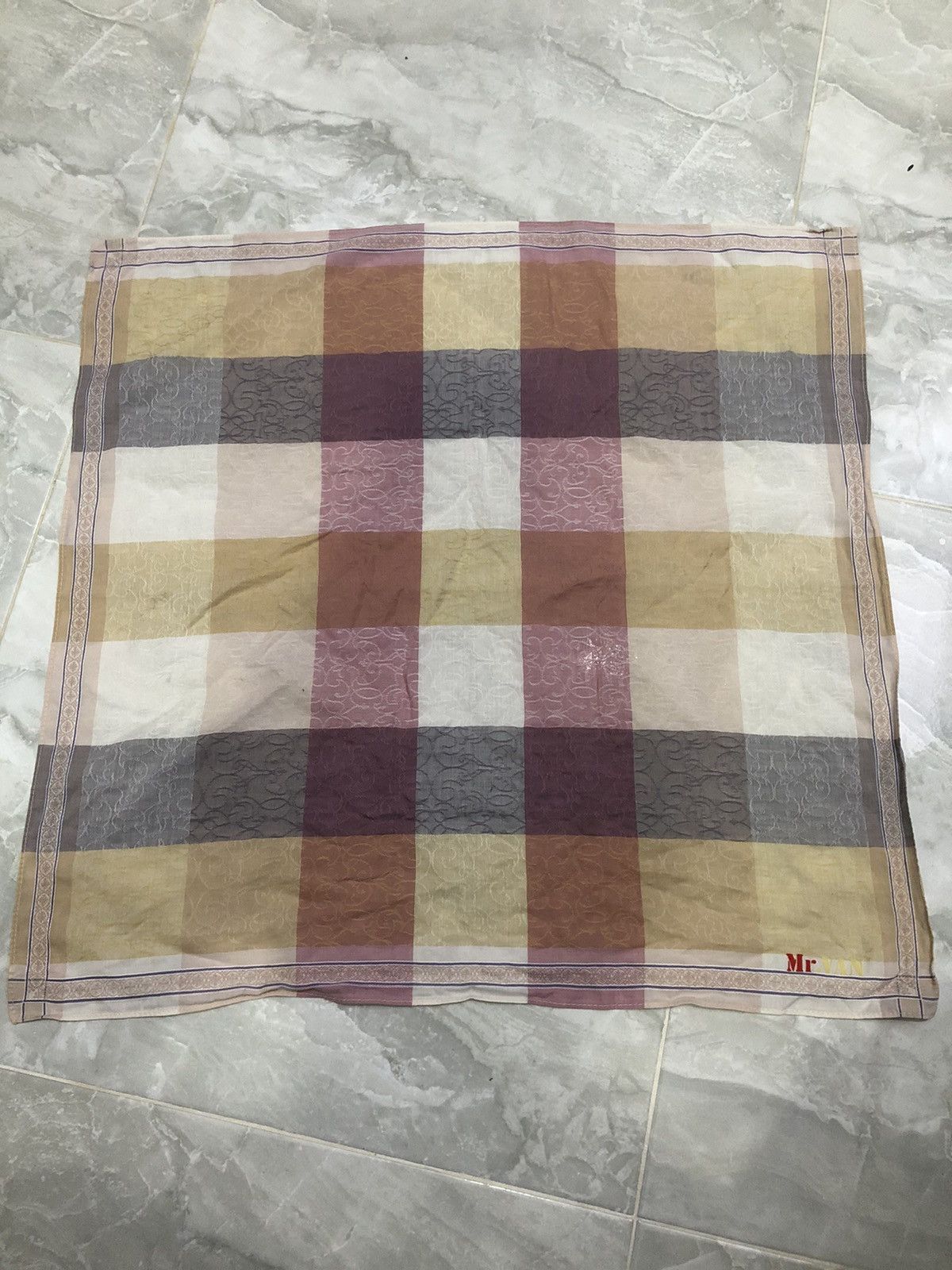 Van Mr. VAN Jacquard-Style Vintage Check Pocket Square Size ONE SIZE - 4 Thumbnail