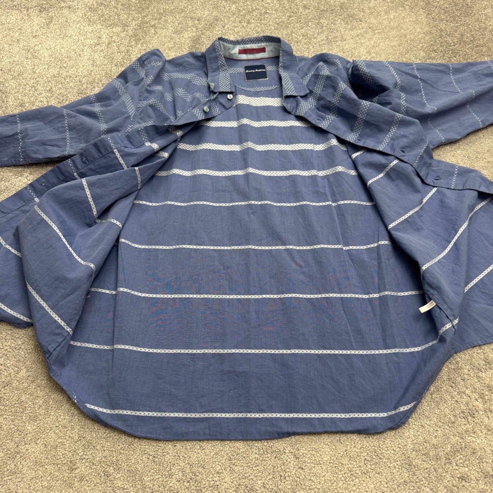 Tommy Bahama Tommy Bahama Shirt Textured Button Down Mens XL Blue Striped Long Sleeve Size US XL / EU 56 / 4 - 4 Thumbnail