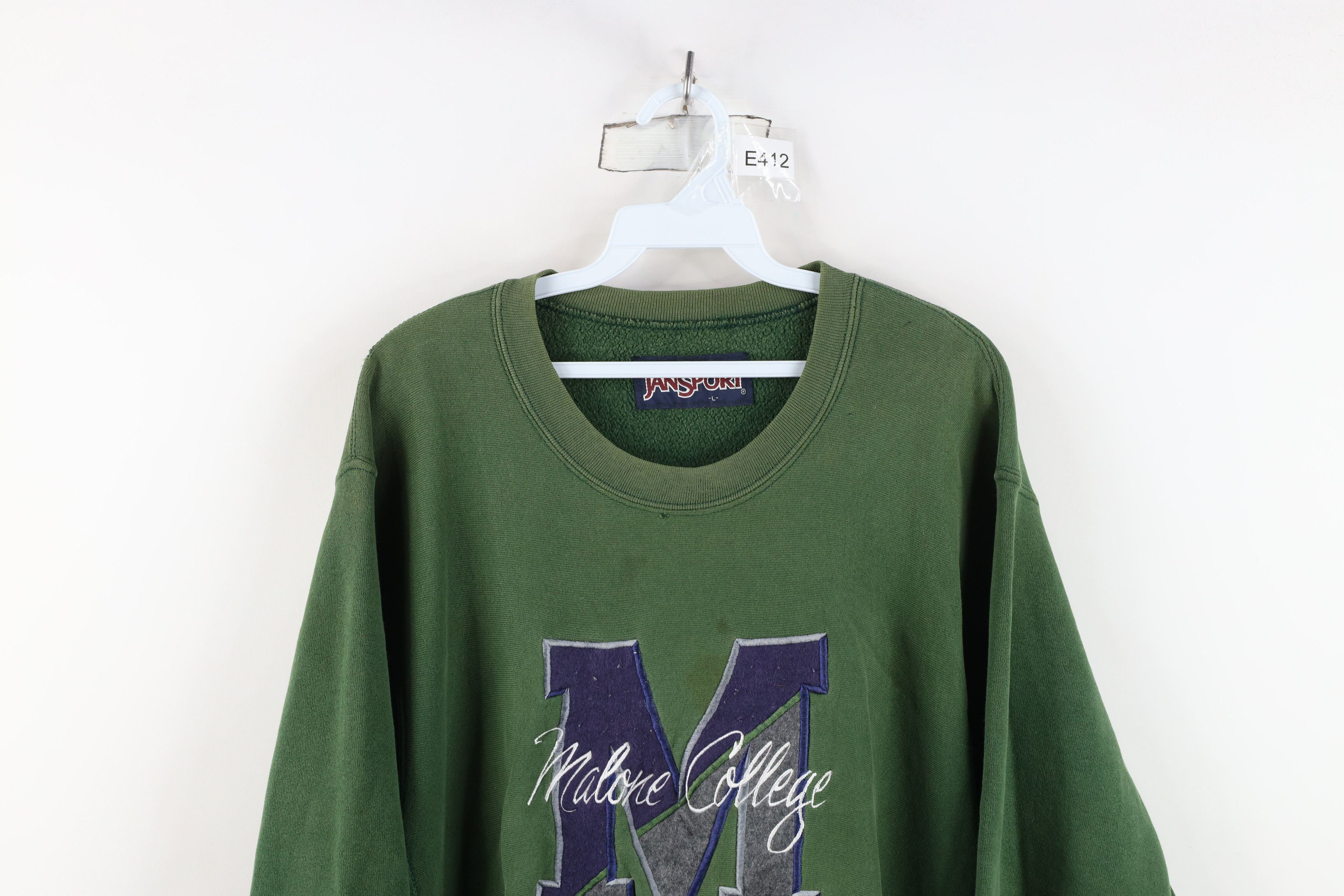 Vintage Vintage 90s Spell Out Malone College Sweatshirt Green USA Size US L / EU 52-54 / 3 - 2 Thumbnail