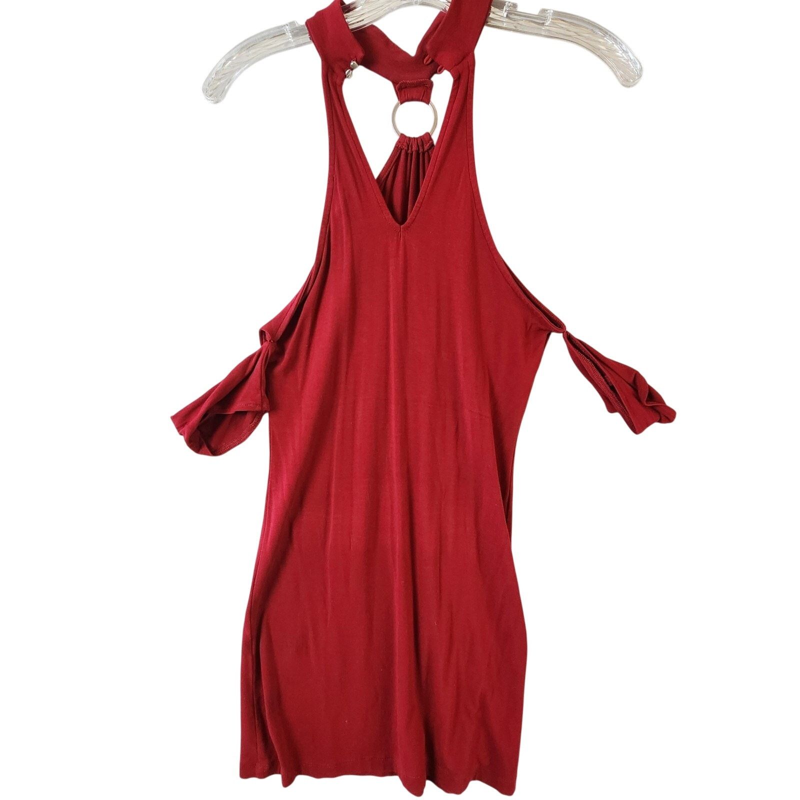 Forever 21 Forever 21 Halter Ring Cut-Out Mini Dress Medium Red Size M / US 6-8 / IT 42-44 - 2 Thumbnail