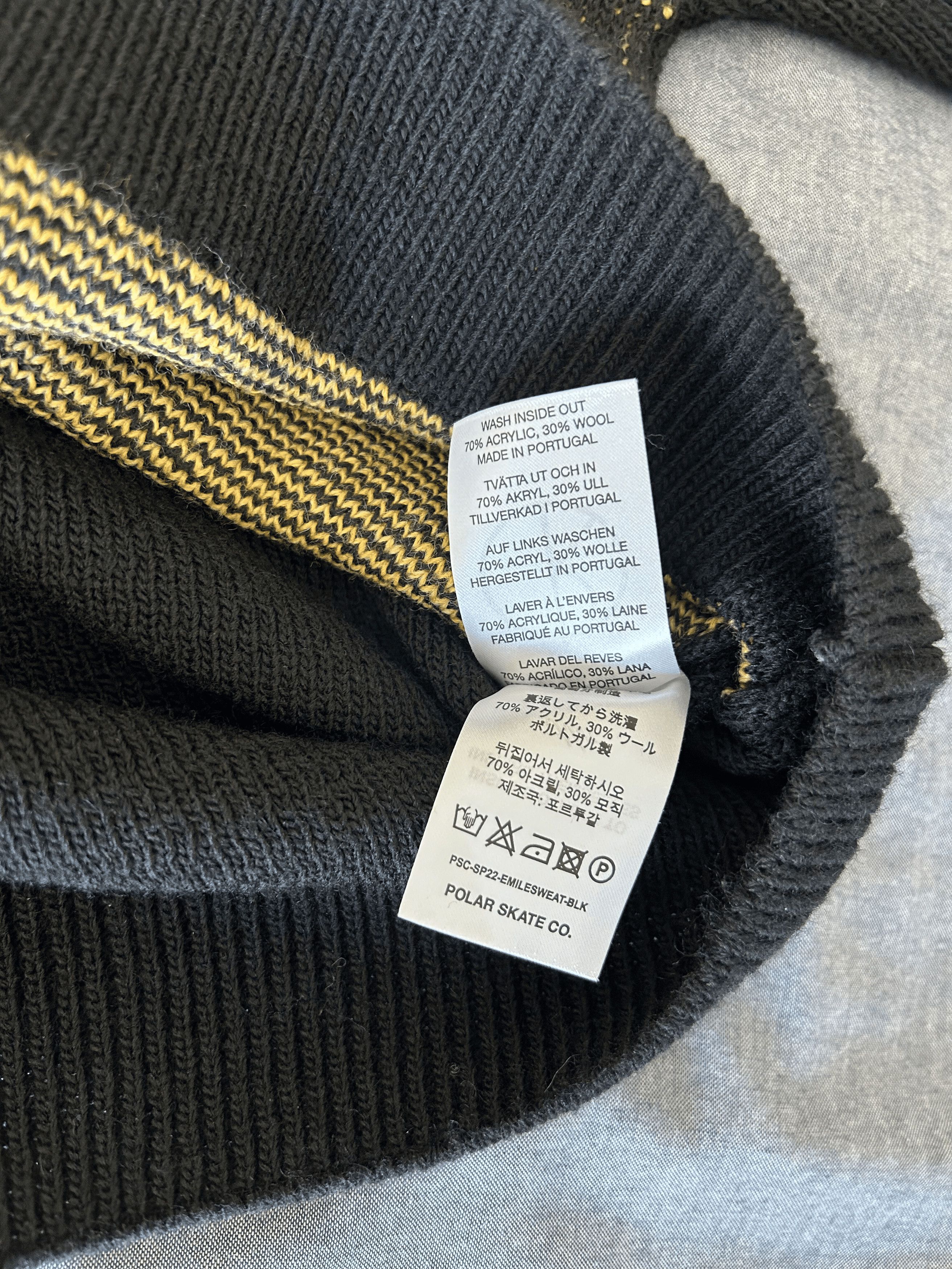 Polar Skate Co. [Polar Skate] EMILE KNIT SWEATER (BLACK/YELLOW) Size US M / EU 48-50 / 2 - 6 Thumbnail