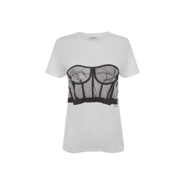 Alexander McQueen Alexander McQueen SS21 Bustier Print T-shirt 0079 Size M / US 6-8 / IT 42-44 - 1 Thumbnail