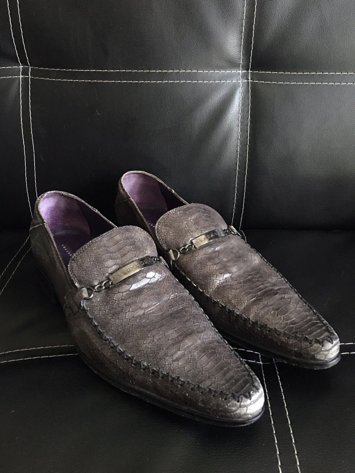 Versace VERSACE Collection Snake Skin Leather Grey Men Shoes EU 45 Size US 12 / EU 45 - 2 Thumbnail