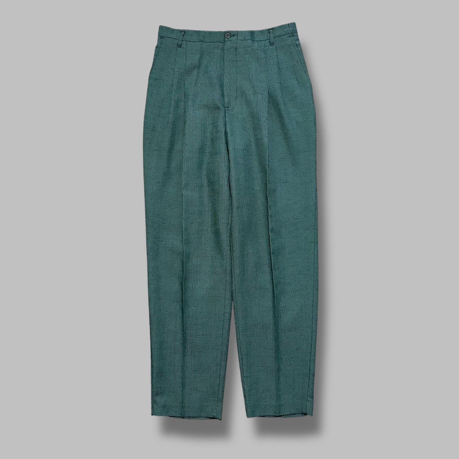 Vintage Vintage 70s Houndstooth Pants Polyester Dark Green 30x29 Size US 30 / EU 46 - 1 Thumbnail