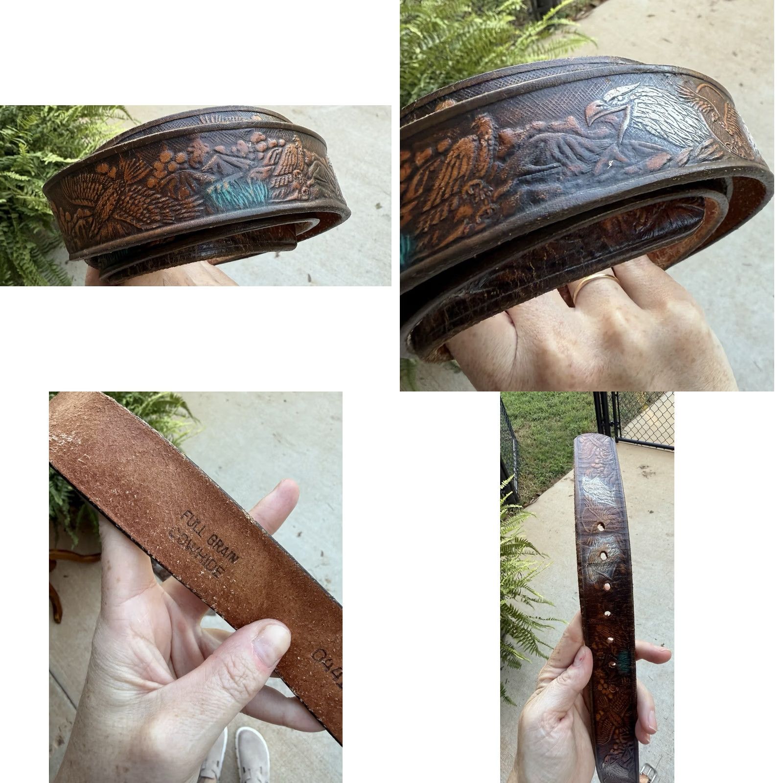 Vintage VINTAGE Leather Engraved Eagles America Leather Belt No Name 48 Belt Men Brown Western 90s Cowboy Rock Mens Size ONE SIZE - 8 Thumbnail
