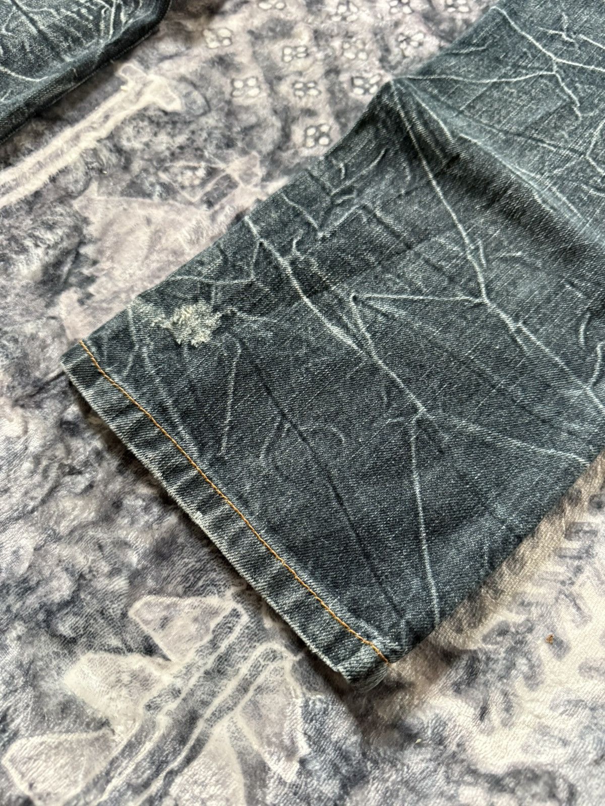 Japanese Brand × LOWBOX × Tete Homme Nylaus Japan Cut And Sew Double Waist Shadow Wash Jeans Size US 30 / EU 46 - 18 Thumbnail
