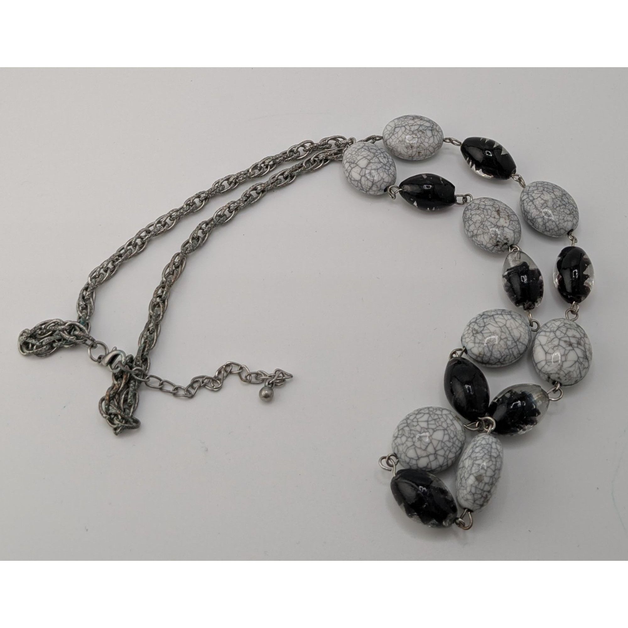 Other Black & Grey Crackle Bead Necklace With Silver-Tone Chain Size ONE SIZE - 6 Thumbnail