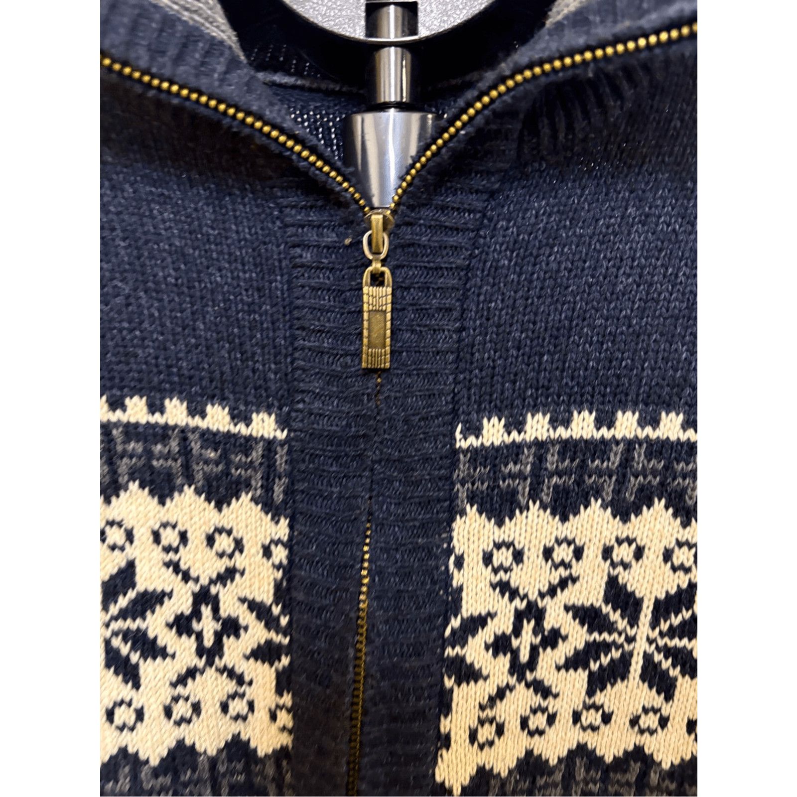 Vintage VTG Zip Sweater | Nordic Fair Isle Navy | Y2K Layering Piece Size US M / EU 48-50 / 2 - 2 Thumbnail