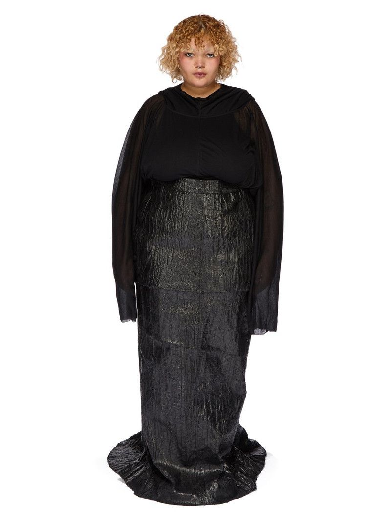 Rick Owens o1y0126 Denim Maxi Skirt in Black Size 26" / US 2 / IT 38 - 7 Thumbnail