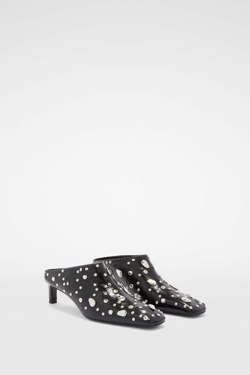 Jil Sander o1loc1c0426 Rivet Detail Leather Mules in Black Size US 7 / IT 37 - 3 Thumbnail