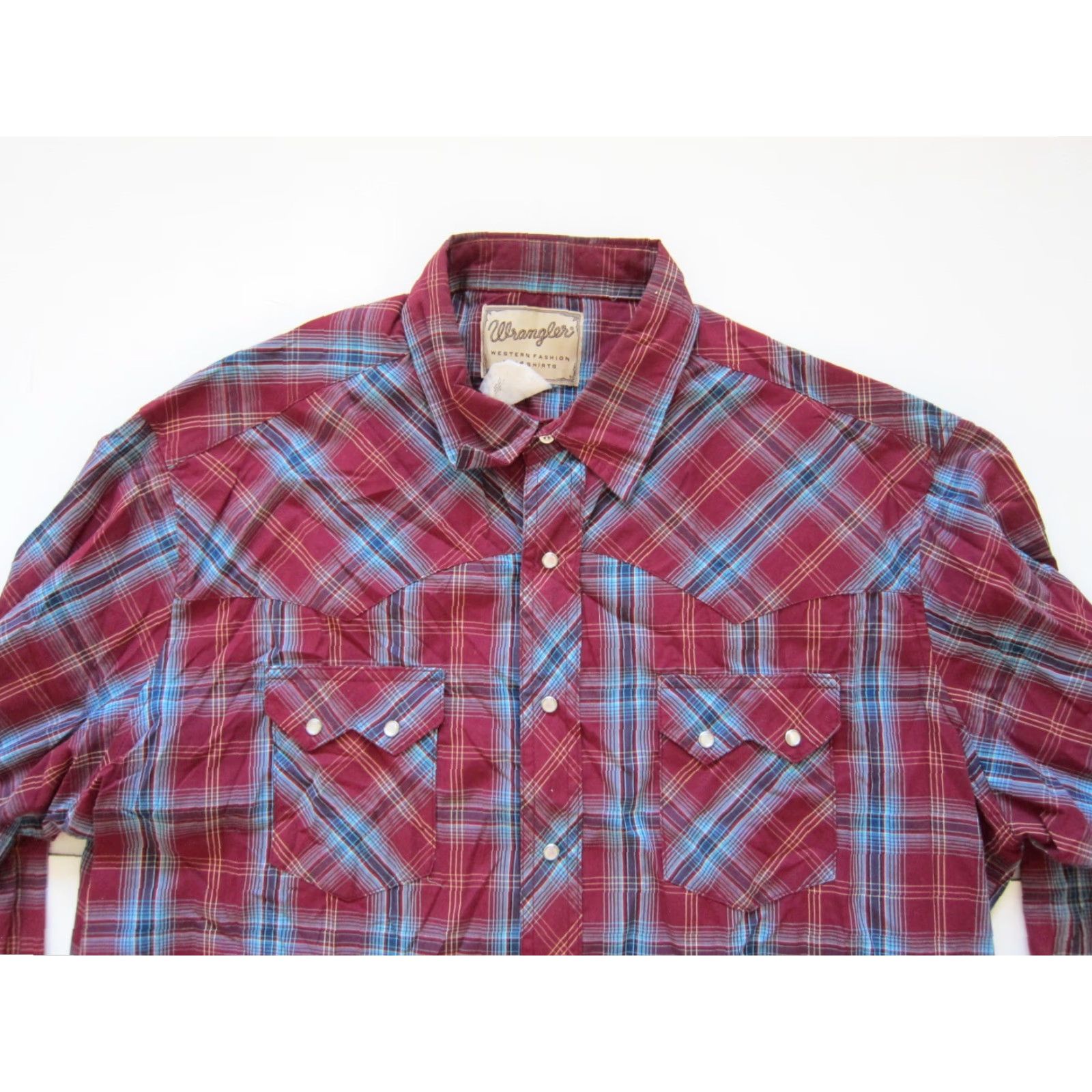 Wrangler VINTAGE Wrangler Shirt Western Long Sleeve Cotton Snap Red Blue Plaid 2XL Men Mens Boys Girls Size US XXL / EU 58 / 5 - 3 Thumbnail