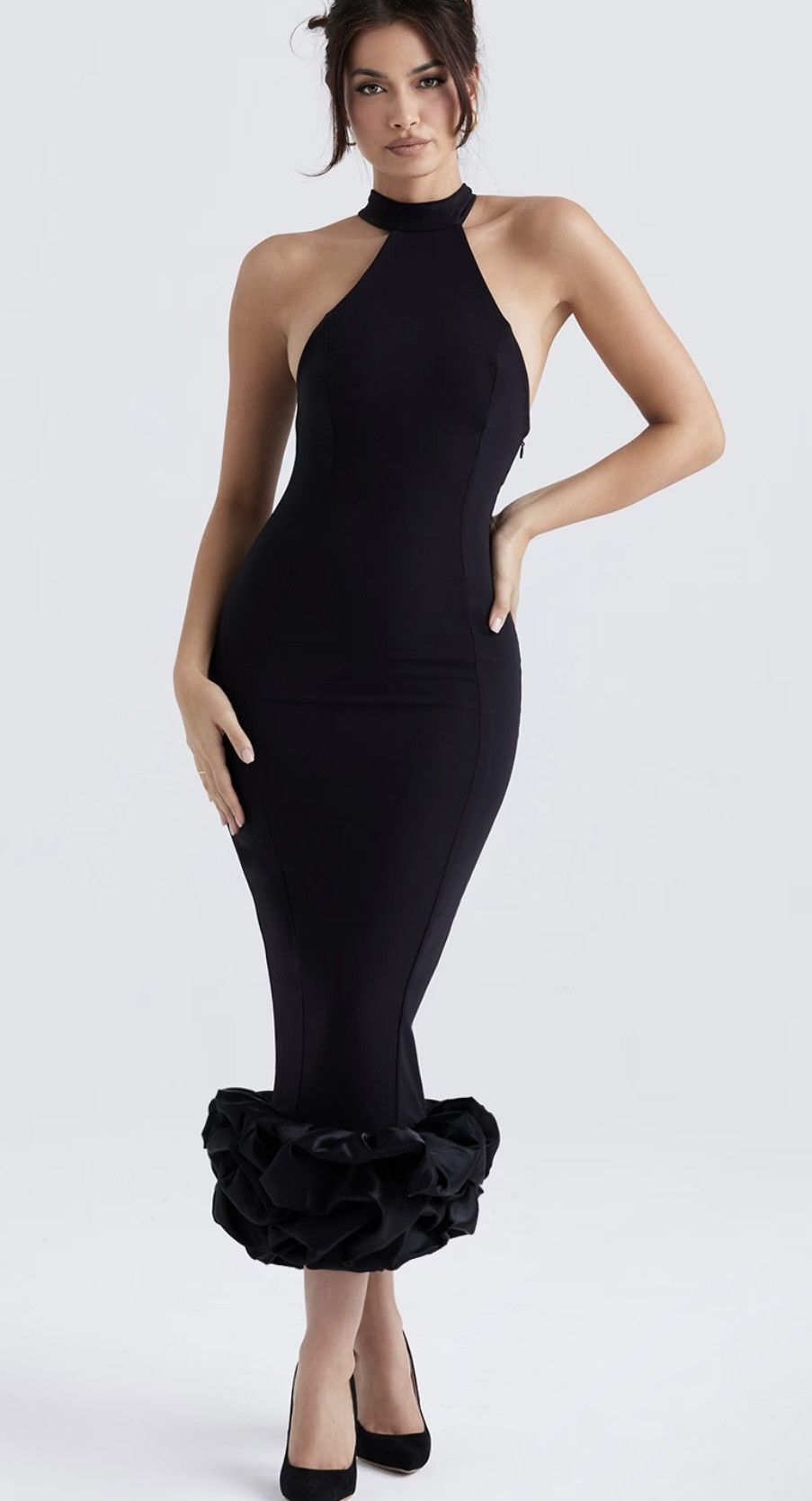 House of CB House of CB Juniper Black Peplum Midi Dress size S Size S / US 4 / IT 40 - 2 Thumbnail