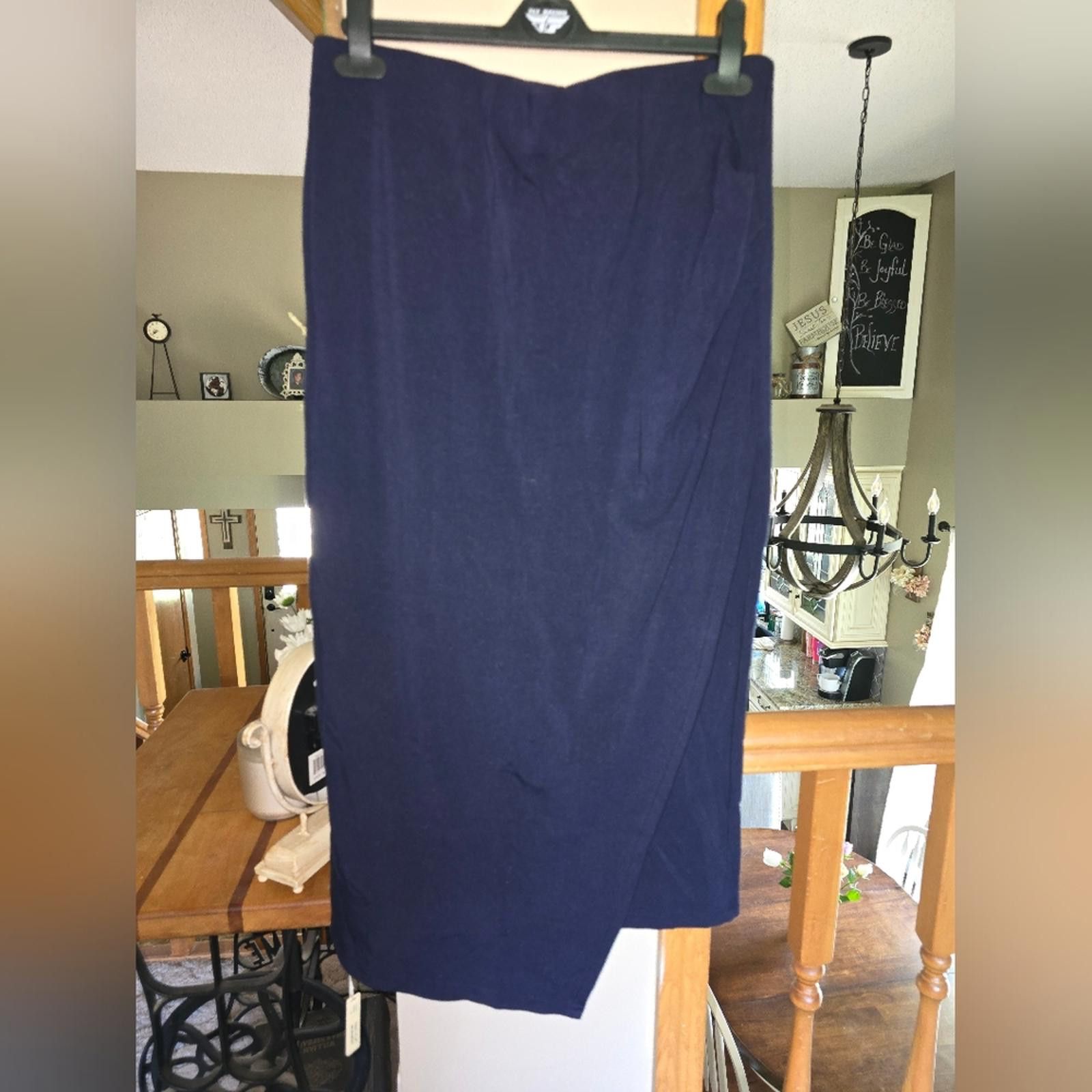 Designer OGL Blue Asymmetrical Midi Pencil Skirt Size 28" / US 6 / IT 42 - 1 Thumbnail