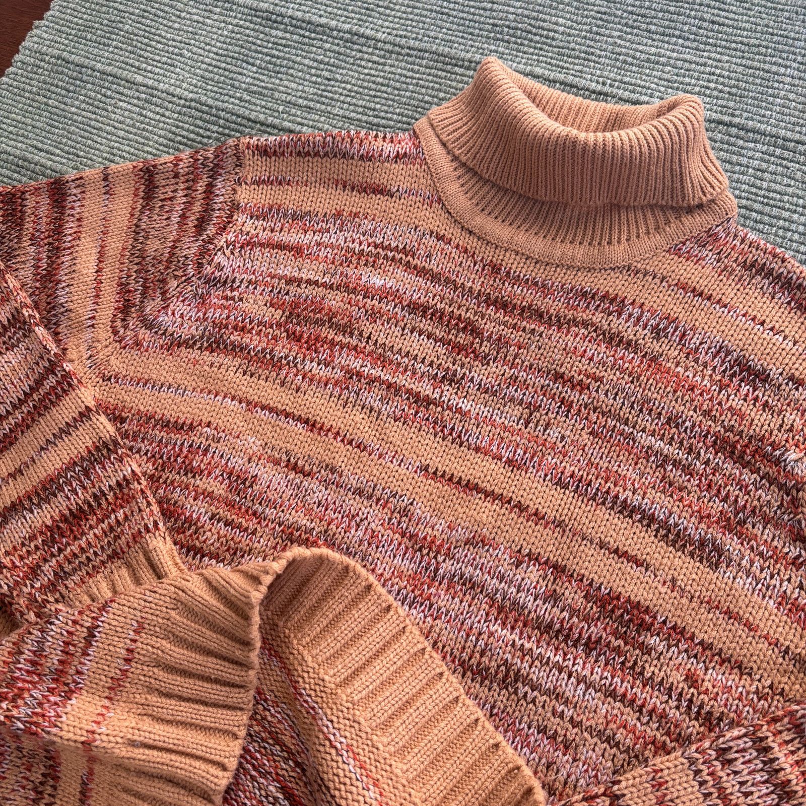 Vintage Vintage 70s striped knit turtleneck acrylic sweater size L Size L / US 10 / IT 46 - 6 Thumbnail