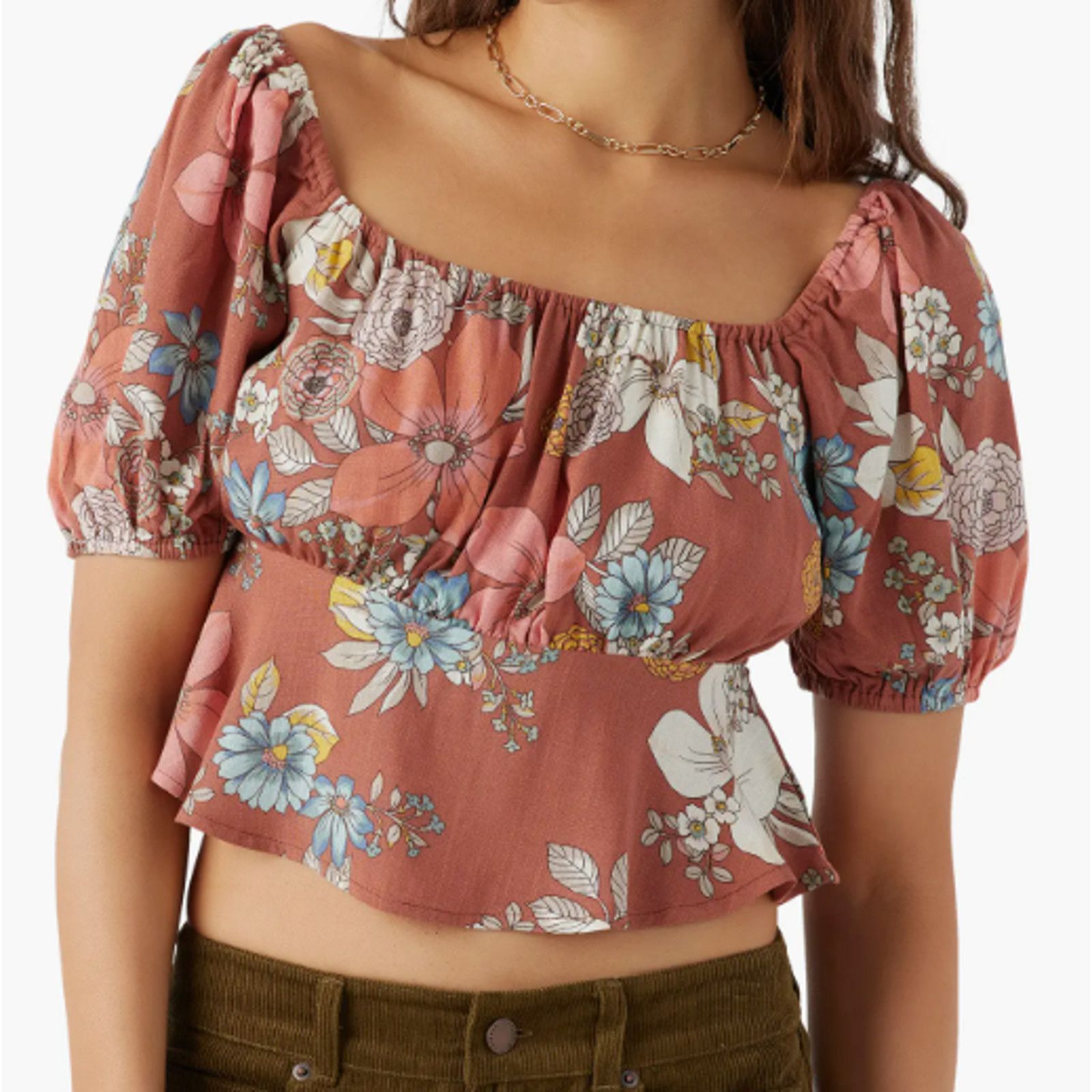 O'Neill NEW O'Neill Autumn Babydoll Woven Top in Size S Size S / US 4 / IT 40 - 1 Thumbnail
