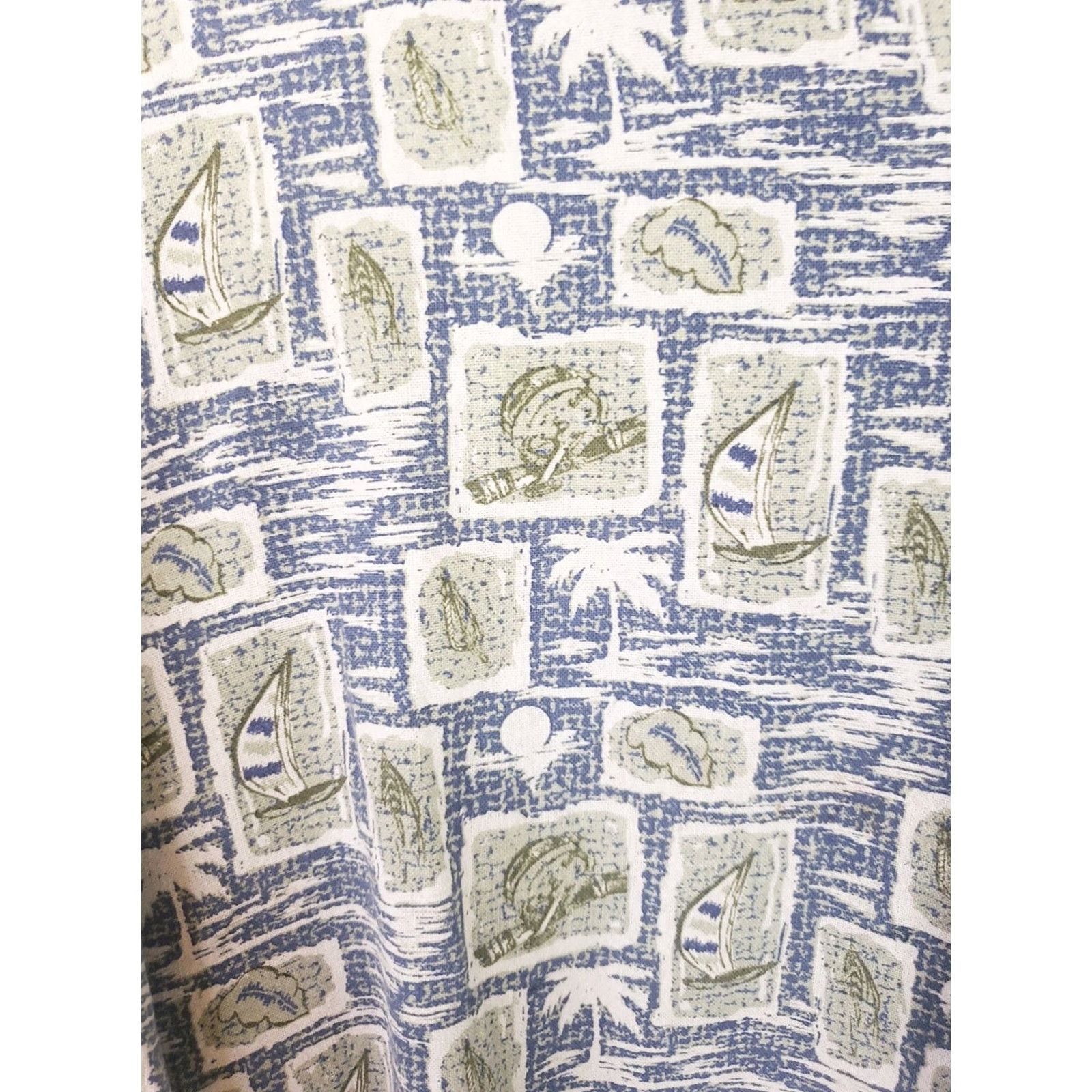 Vintage VINTAGE Summa Silk Shirt Mens L Lightweight Button-Up Short Sleeve Geometric Print Green Blue Collared Pockets Size US L / EU 52-54 / 3 - 6 Thumbnail
