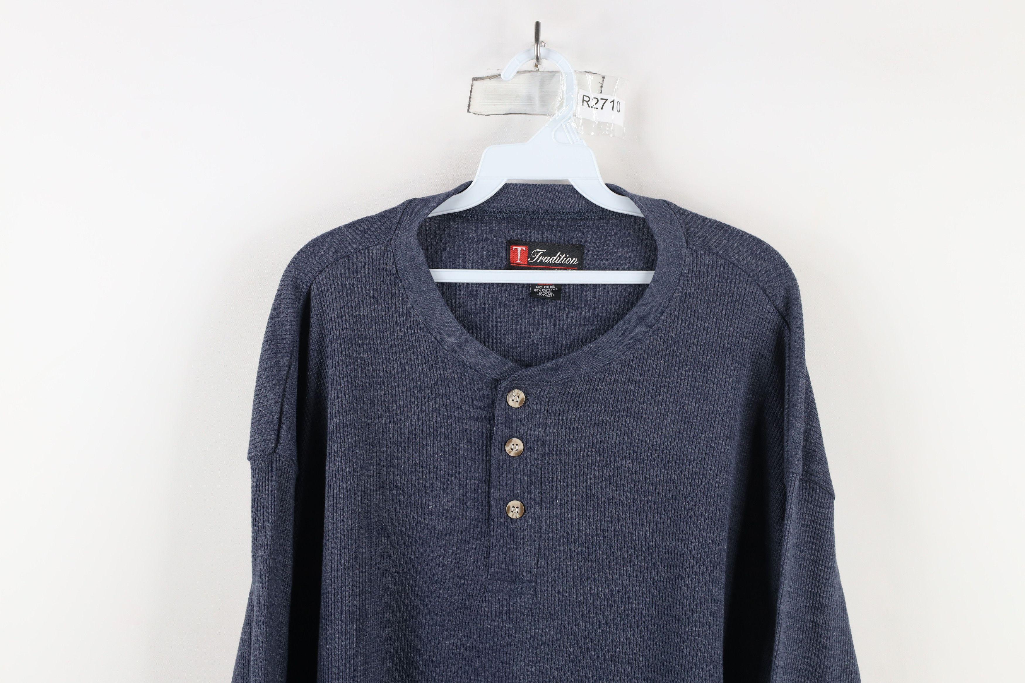 Vintage Vintage 90s Streetwear Knit Long Sleeve Henley T-Shirt Size US XXL / EU 58 / 5 - 2 Thumbnail