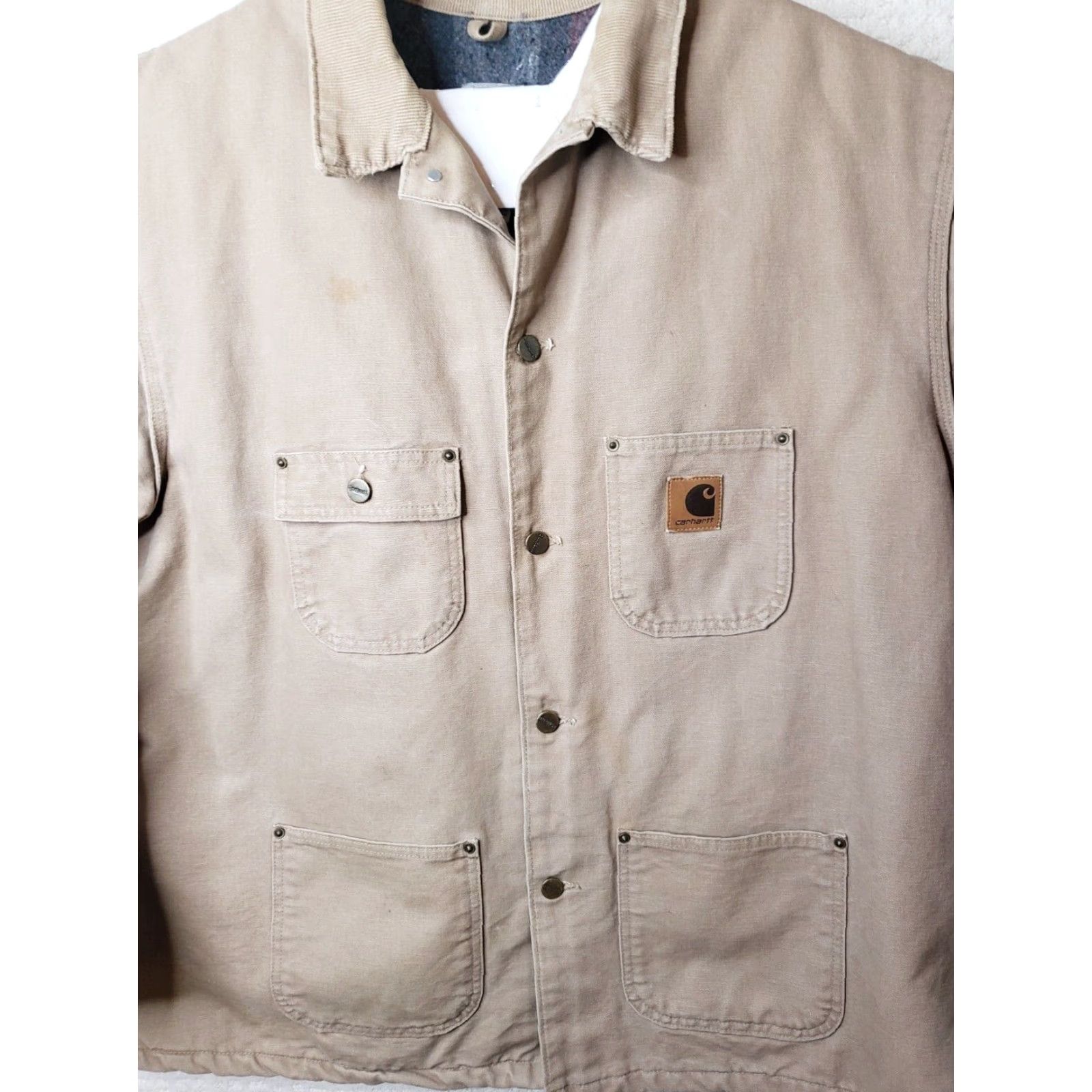 Carhartt VINTAGE Carhartt Men's 2XL Regular Blanket Lined Canvas Jacket Coat C02 SDL Sandstone Workwear Chore Barn Coat Mens Size US XXL / EU 58 / 5 - 4 Thumbnail