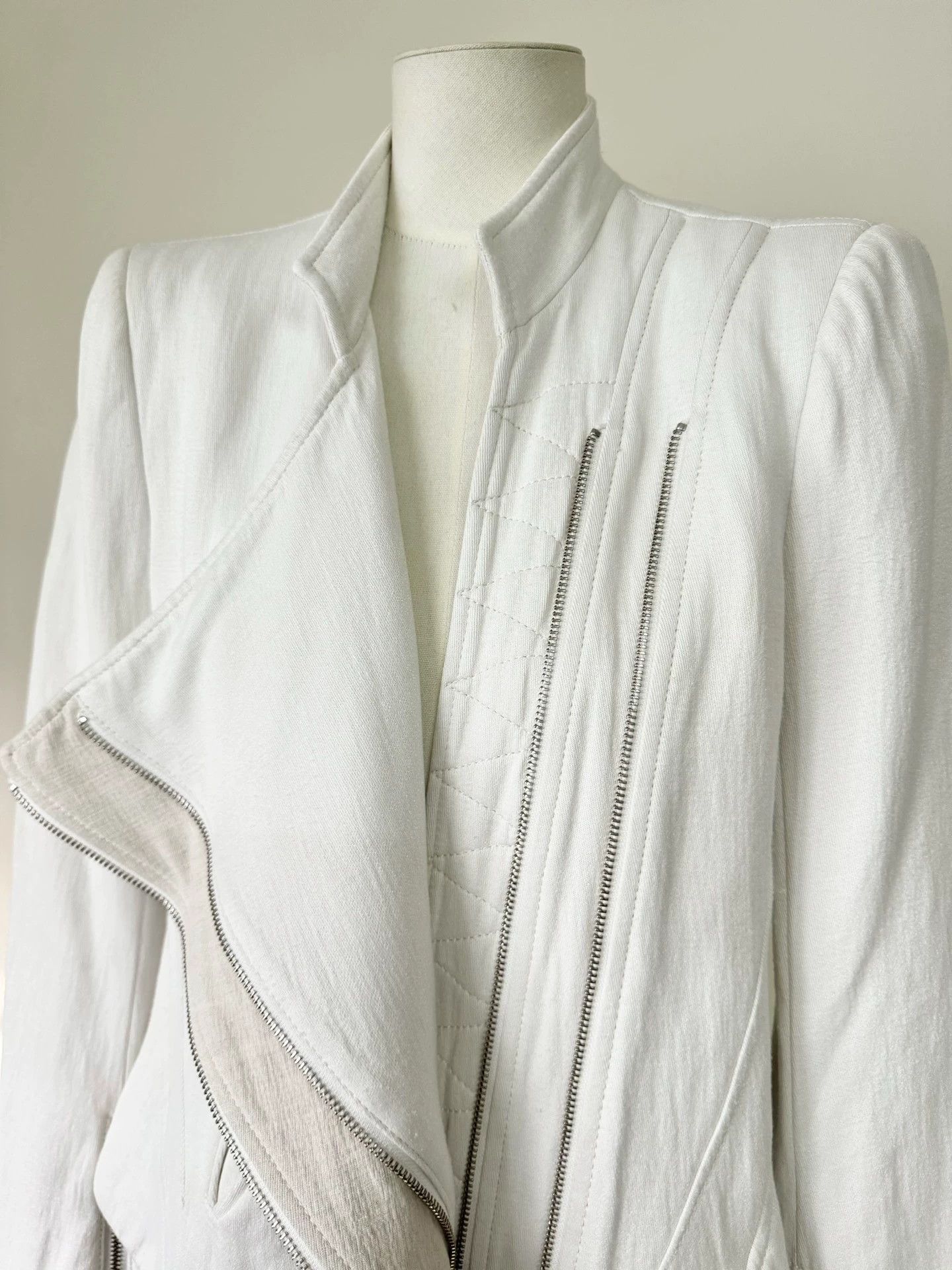 Ann Demeulemeester Ann Demeulemeester 03SS White Double-Zip Short Jacket 38 Size XS / US 0-2 / IT 36-38 - 4 Thumbnail
