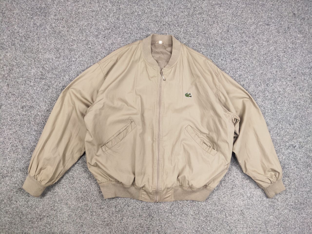Lacoste Vintage 90's Lacoste custom double logo Beige Bomber Jacket Size US M / EU 48-50 / 2 - 11 Thumbnail