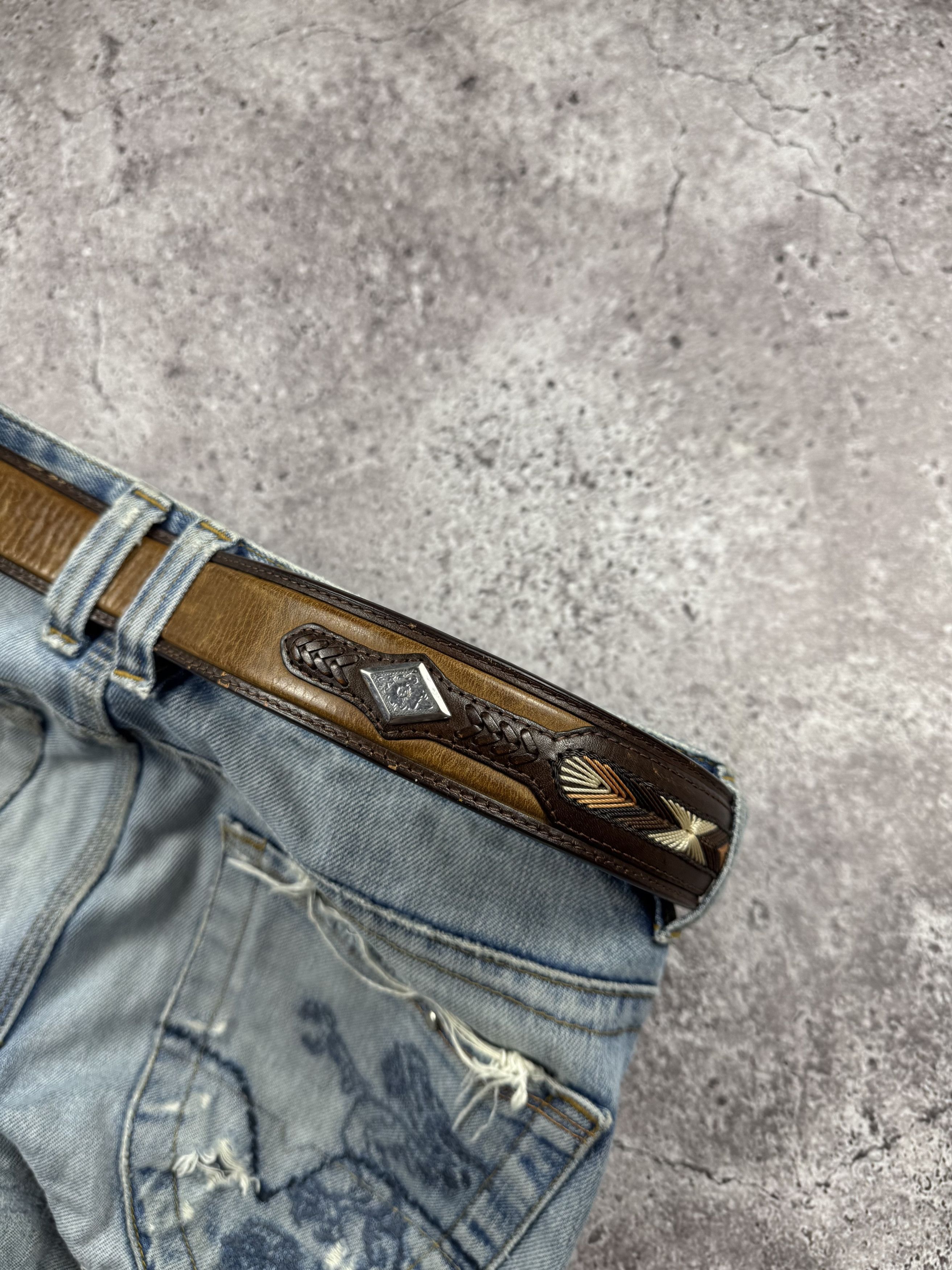 Cowboy Equipment Y2K Metal Bull Buckle Glamour Cowboy Leather Belt Size ONE SIZE - 5 Thumbnail
