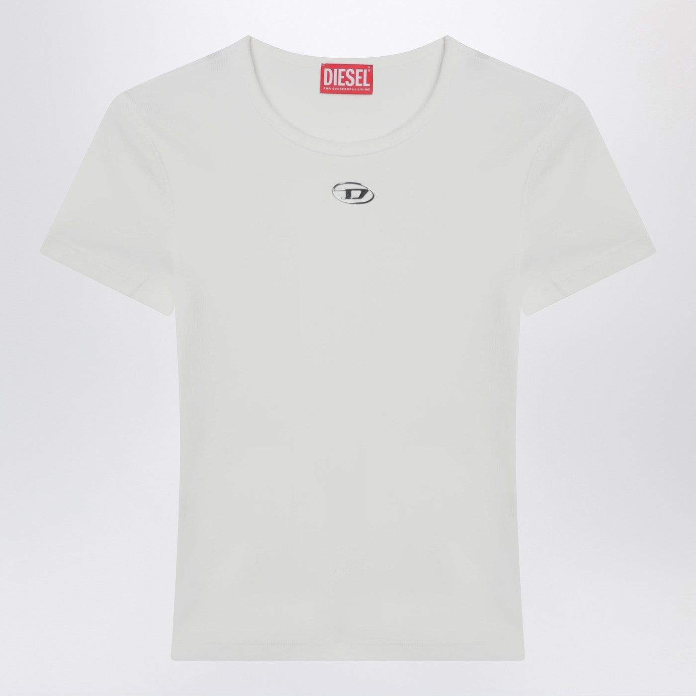 Diesel Diesel White T-Shirt With Metallic Oval D Size S / US 4 / IT 40 - 1 Thumbnail