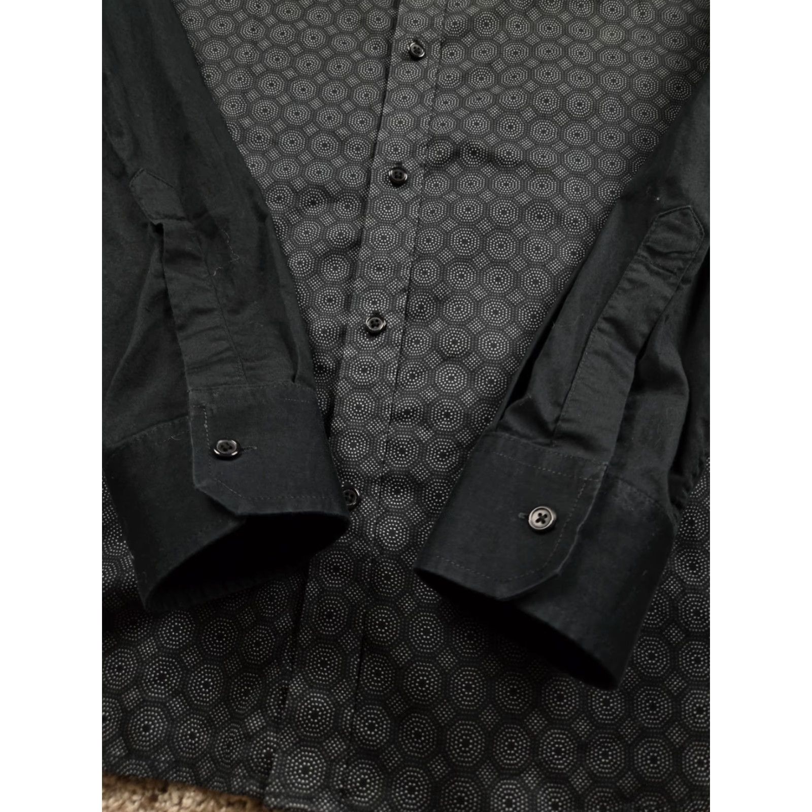 Karl Lagerfeld Karl Lagerfeld Shirt Mens Large Black Geometric Cotton Stretch Button Up Size US L / EU 52-54 / 3 - 3 Thumbnail