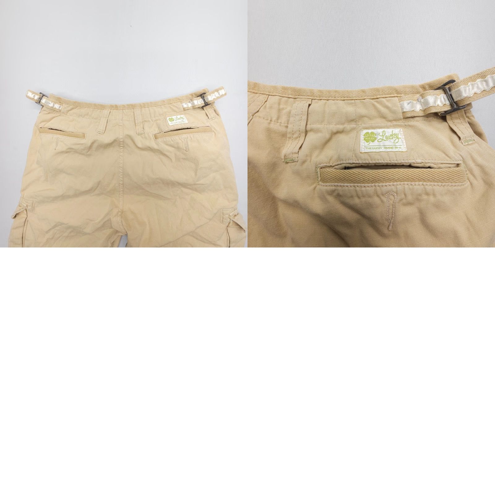 Lucky Brand VINTAGE Lucky Brand Dungarees Cargo Pants Womens 28 Tan 90s USA Baggy Low Rise Size 28" / US 6 / IT 42 - 10 Thumbnail