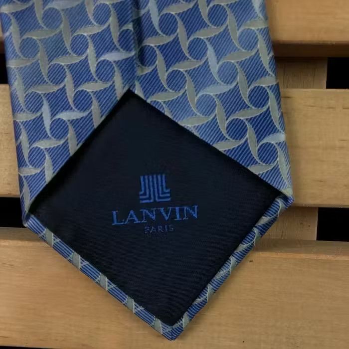 Lanvin Mens Tie Lanvin Paris Silk Blue Size ONE SIZE - 4 Thumbnail