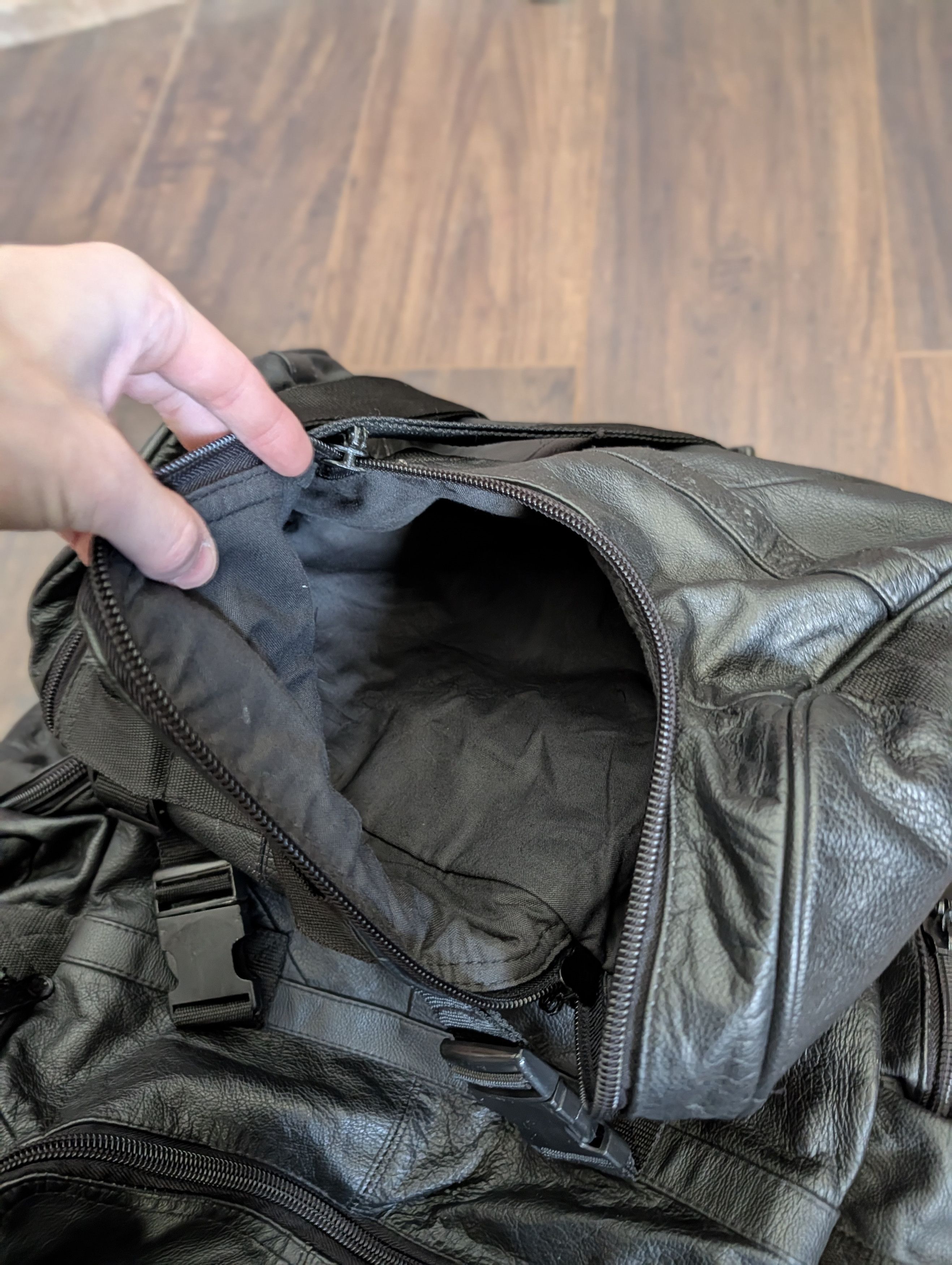 Vintage VTG leather 2-piece black biker cargo backpack Size ONE SIZE - 11 Thumbnail