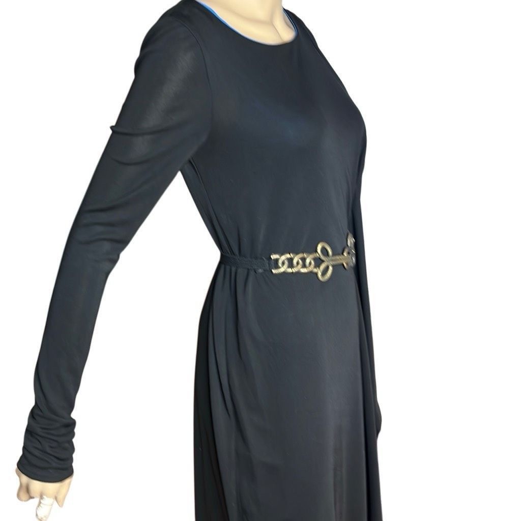 Bcbgmaxazria BCBG Max Azria Asymmetrical Drape Black Blue Dress (022) Size XS / US 0-2 / IT 36-38 - 5 Thumbnail