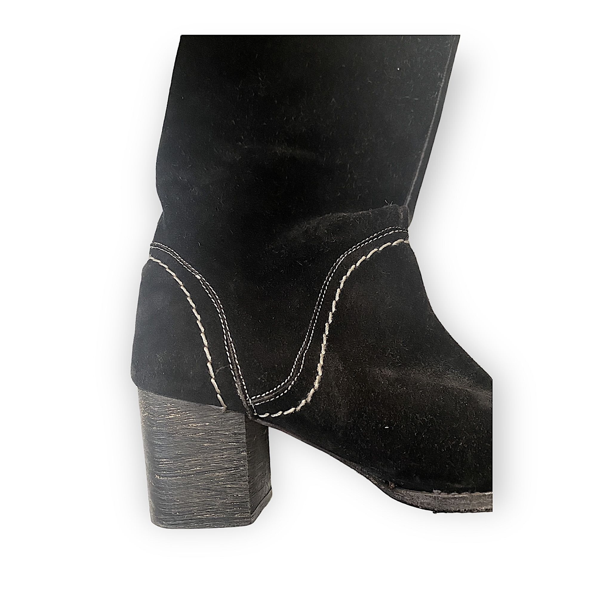 Bed Stu Bed Stu Black Suede Mid Calf Boots, chunky heel, Size 6 Size US 6 / IT 36 - 11 Thumbnail