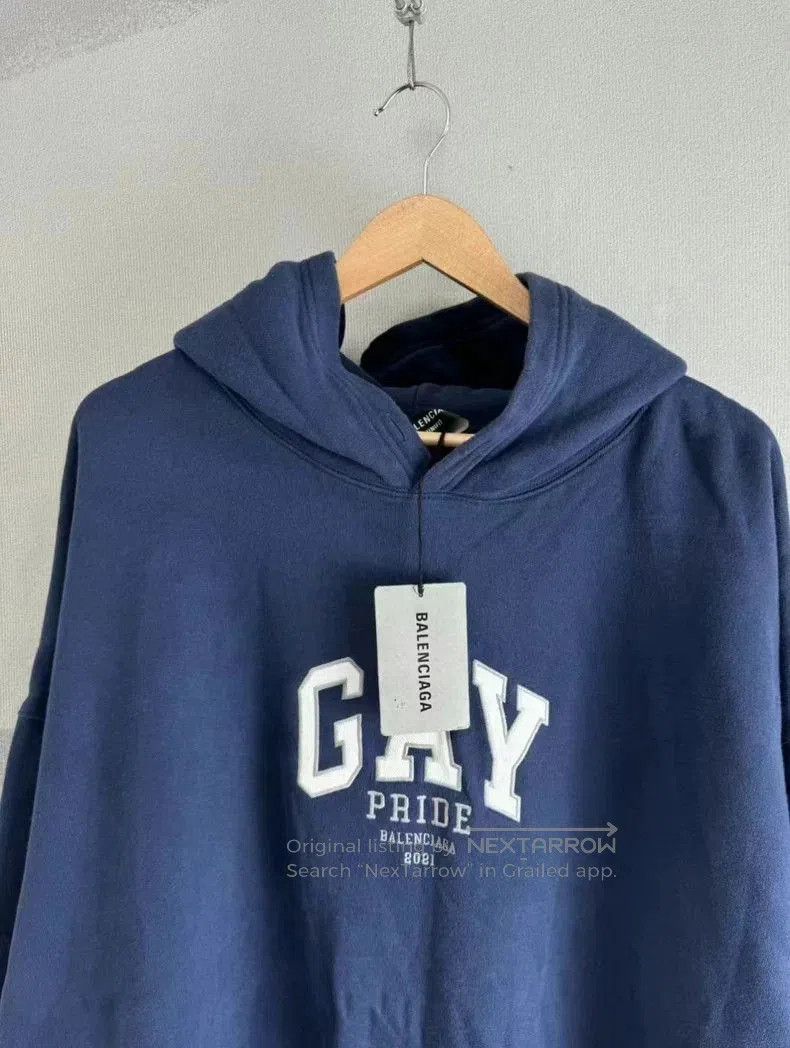Balenciaga Balenciaga Blue GAY Embroidered Hoodie. Size US M / EU 48-50 / 2 - 2 Thumbnail