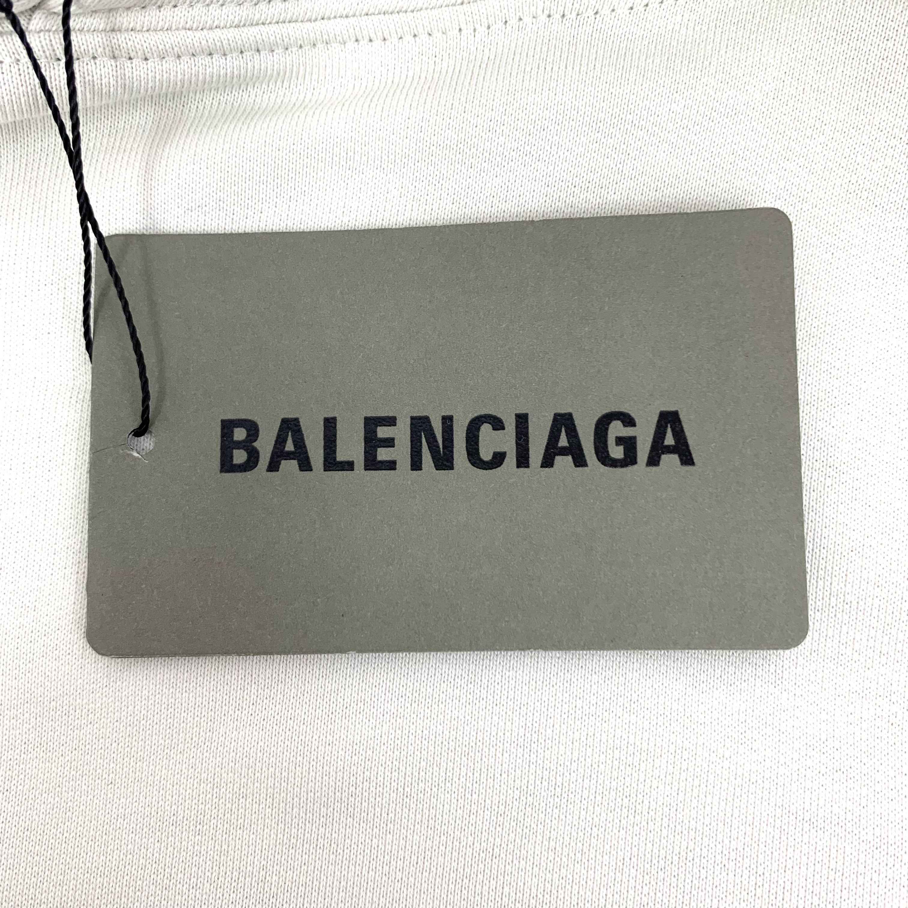 Balenciaga Balenciaga Logo Embroidered Cotton Hoodie Cream (L) Size US L / EU 52-54 / 3 - 6 Thumbnail