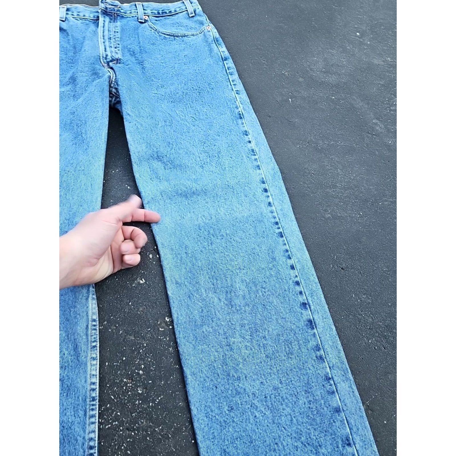 Levi's VINTAGE Levi's 505 Regular Fit Straight Jeans 38x32 Men Blue Denim 90s 5-Pocket Levi's 500 Series Mens Jeans with Sun Spot on Knee Size US 38 / EU 54 - 3 Thumbnail