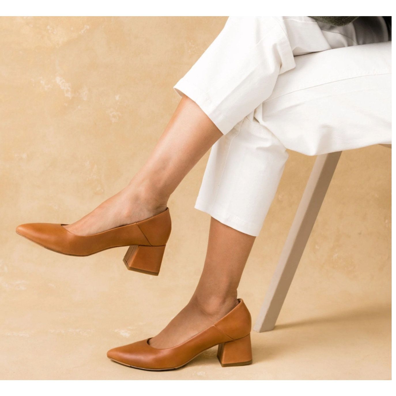 Nisolo NWT NISOLO Fiorela Mid Heel Leather Pumps Caramel Tan Sz 8.5 Size US 8.5 / IT 38.5 - 2 Thumbnail