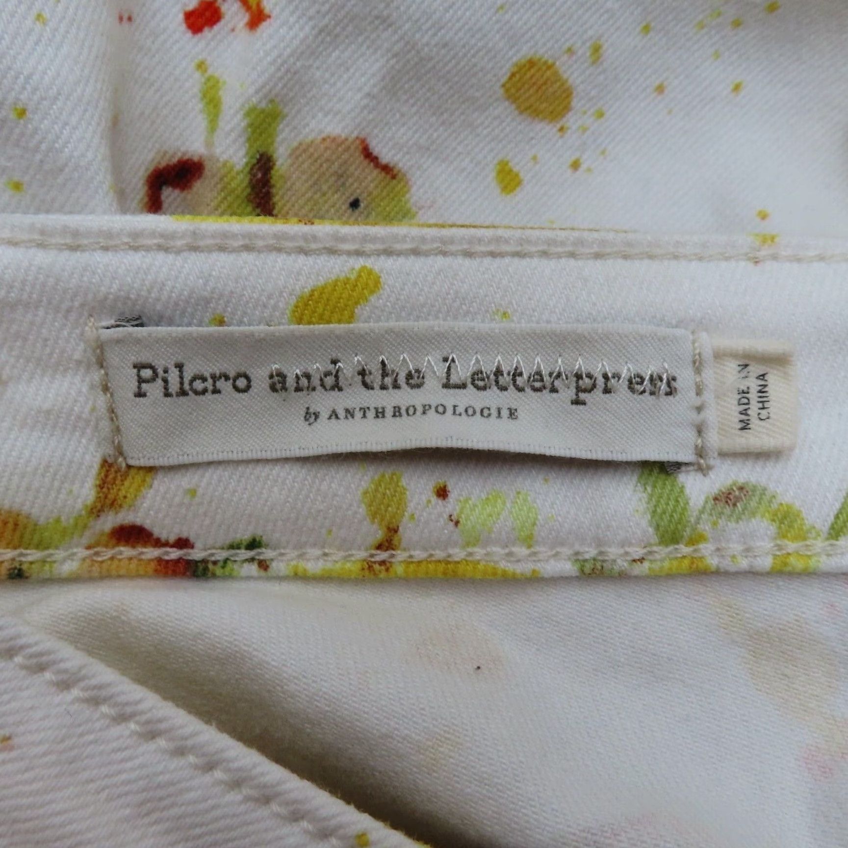 Vintage Pilcro and the Letterpress Womens Jeans 26 High Rise Bootcut Yellow Lemon Print Floral 5-Pocket Denim Bohemian Womens Size 26" / US 2 / IT 38 - 7 Thumbnail