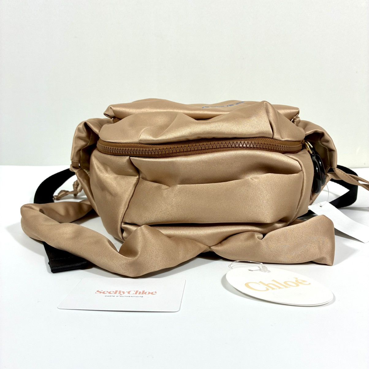 See by Chloe See by Chloe Tilly Satin Mini Backpack Biscotti Beige NWT Size ONE SIZE - 9 Thumbnail