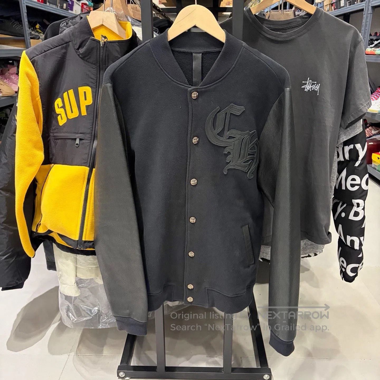 Chrome Hearts Chrome Hearts CH Leather Wool Sleeve Jacket. Size US XL / EU 56 / 4 - 6 Thumbnail