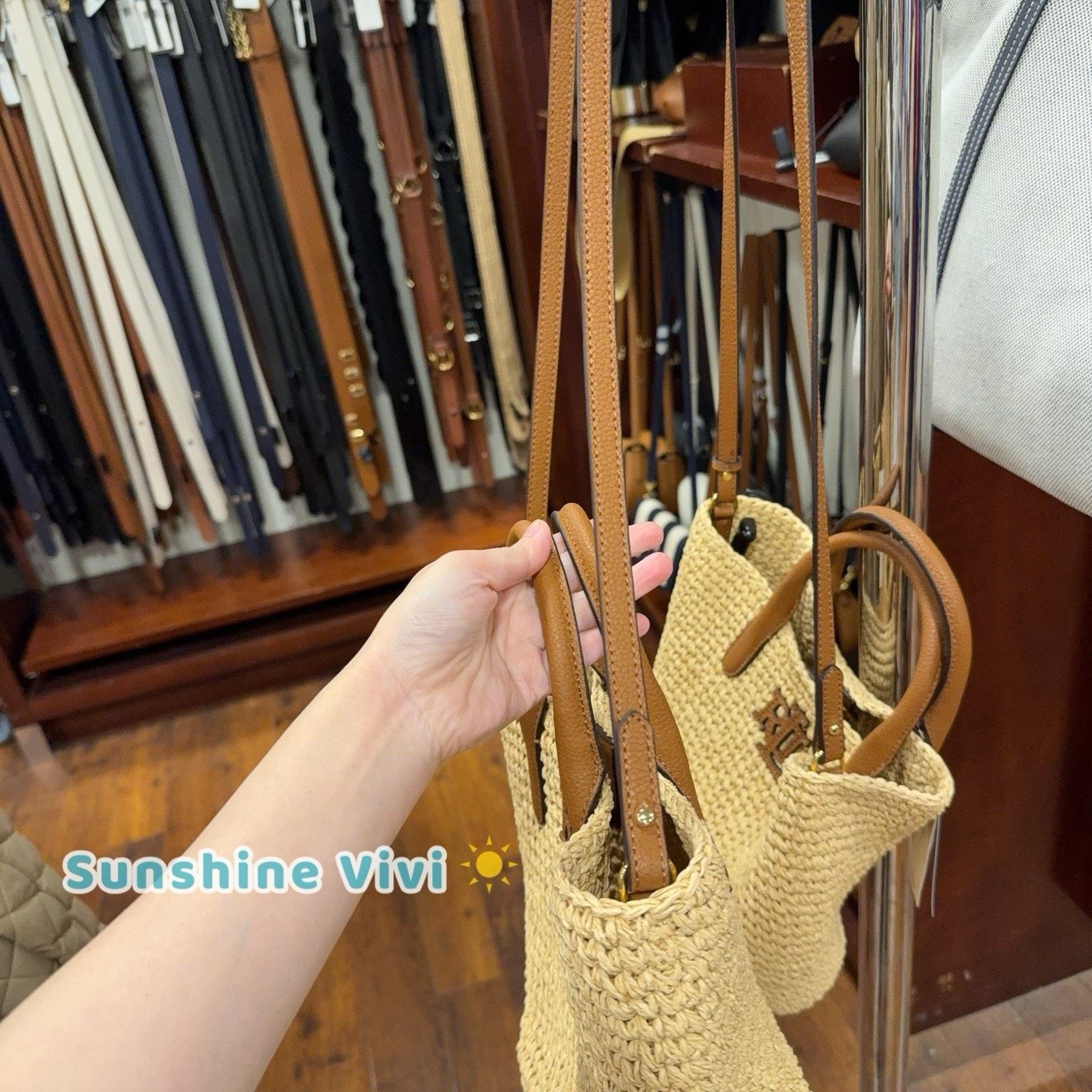 Lauren Ralph Lauren NWT Lauren RALPH LAUREN Small Woven Straw Tote Bag Tan Size ONE SIZE - 3 Thumbnail